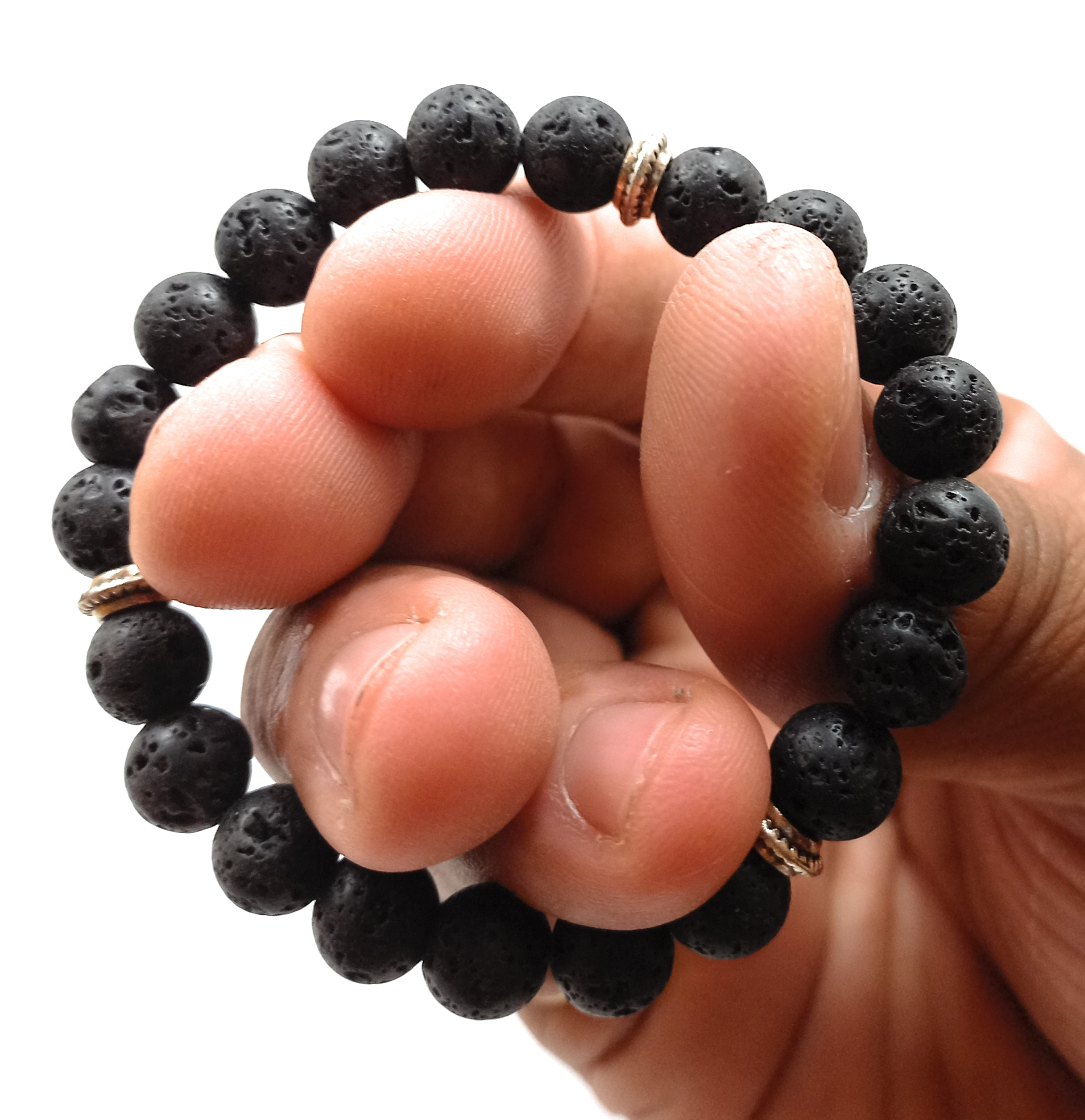 Lava Stone Bracelet Natural Original Crystal Certified Real Stone Stylish for Men Women Boy Girl Unisex 8mm Beads Stretchable Brand : Rocksmins