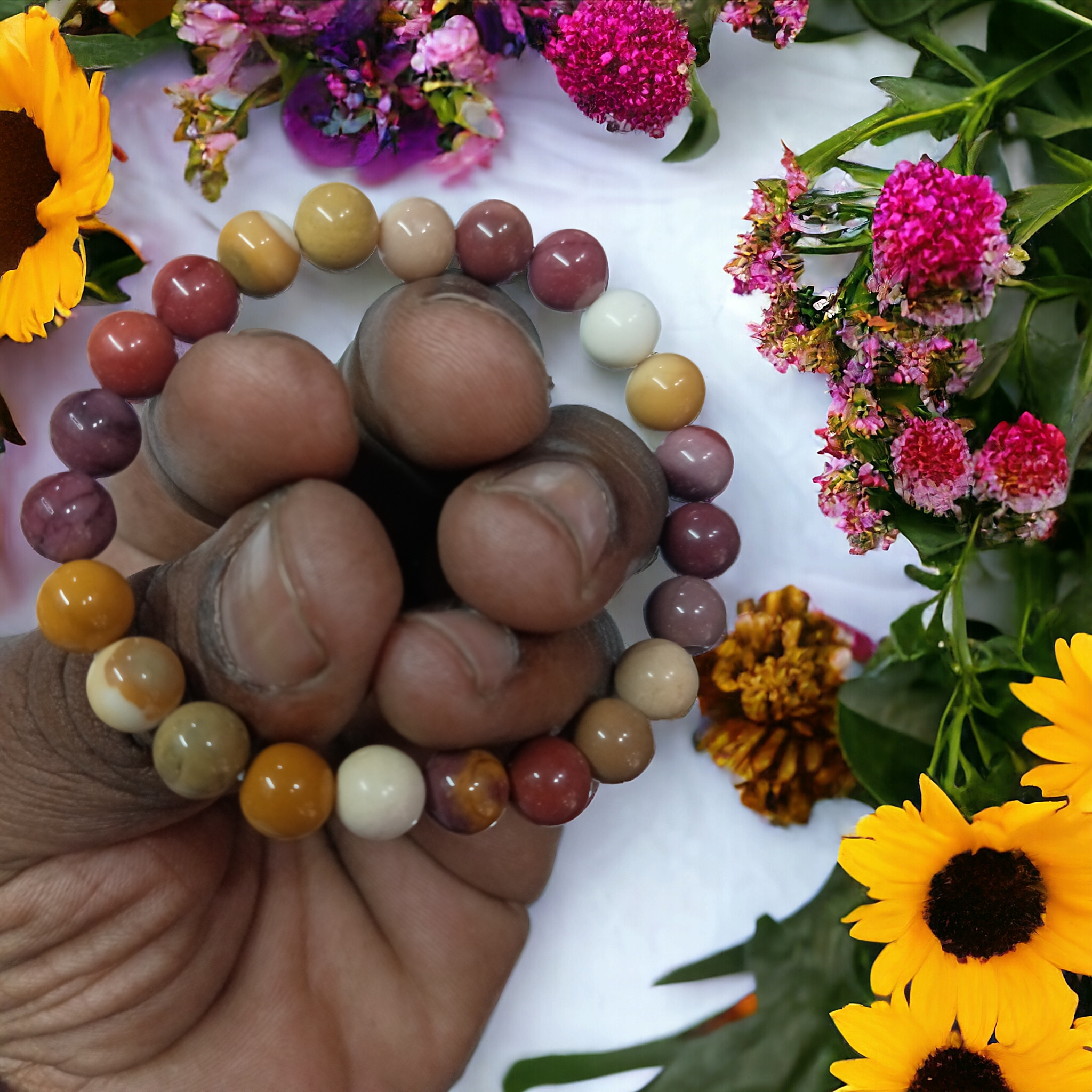Mookaite Bracelet Natural Original Crystal Certified Real Stone Stylish for Men Women Boy Girl Unisex 8mm Beads Stretchable Brand : Rocksmins