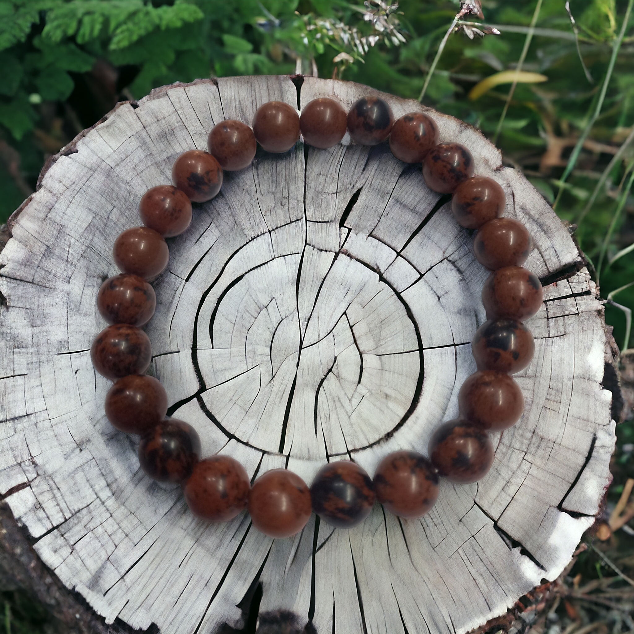 Mahogany Obsidian Bracelet Natural Original Crystal Certified Real Stone Stylish for Men Women Boy Girl Unisex 8mm Beads Stretchable Brand : Rocksmins