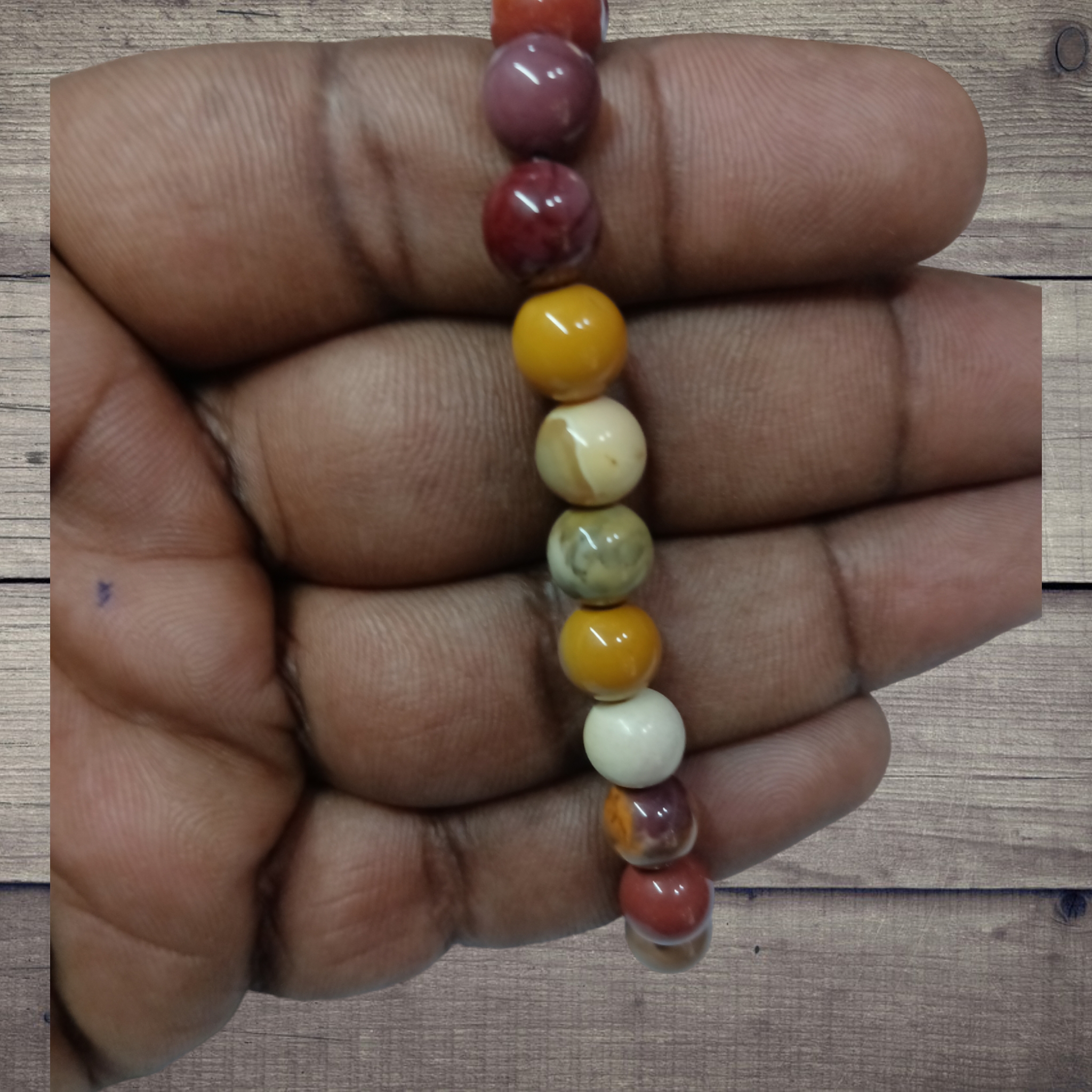 Mookaite Bracelet Natural Original Crystal Certified Real Stone Stylish for Men Women Boy Girl Unisex 8mm Beads Stretchable Brand : Rocksmins