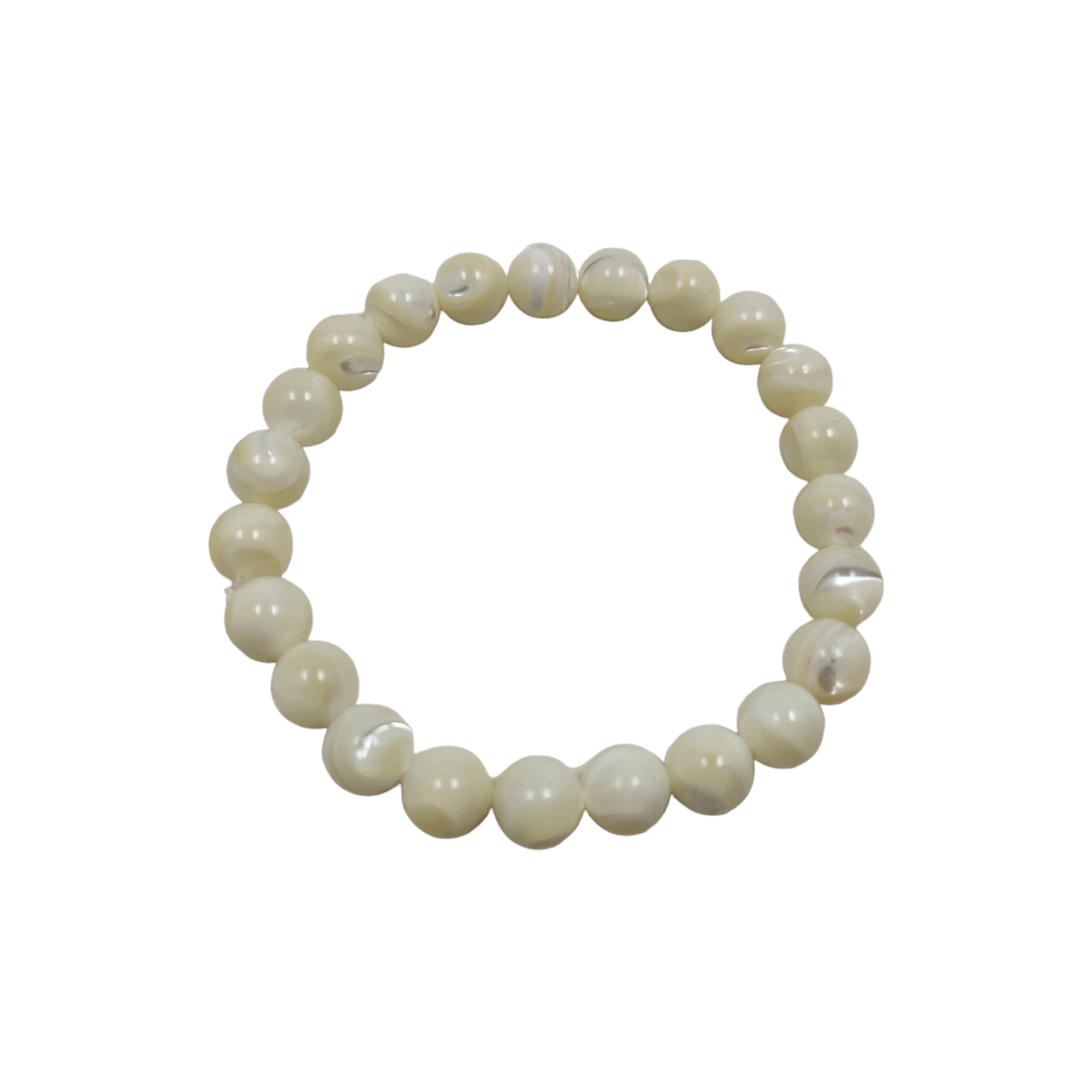 Mother Of Pearl Bracelet Natural Original Crystal Certified Real Stone Stylish for Men Women Boy Girl Unisex 8mm Beads Stretchable Brand : Rocksmins