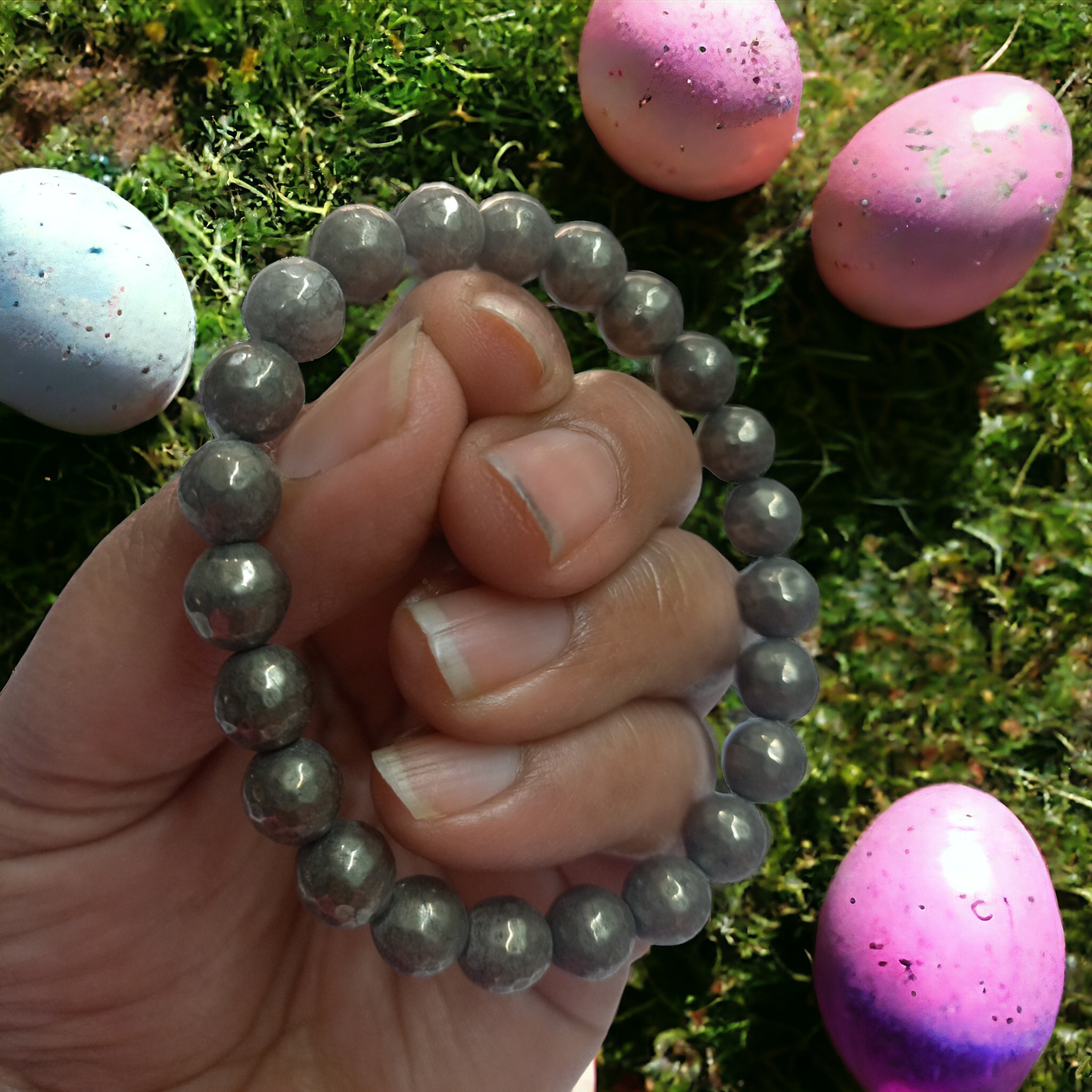 Pyrite Diamond Cut Bracelet Natural Original Crystal Certified Real Stone Stylish for Men Women Boy Girl Unisex 8mm Beads Stretchable Brand : Rocksmins