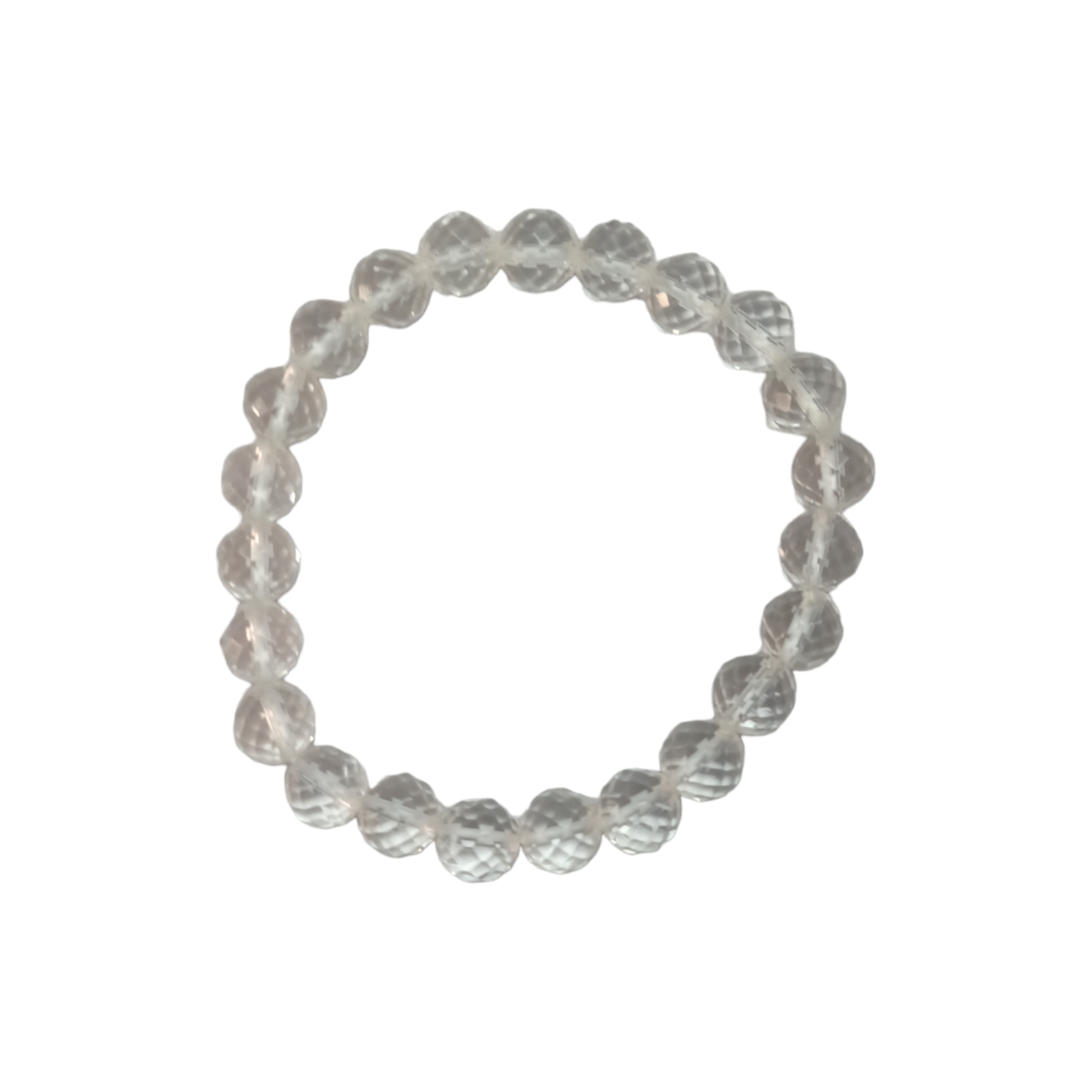 Quartz Clear Diamond Cut Bracelet Natural Original Crystal Certified Real Stone Stylish for Men Women Boy Girl Unisex 8mm Beads Stretchable Brand : Rocksmins