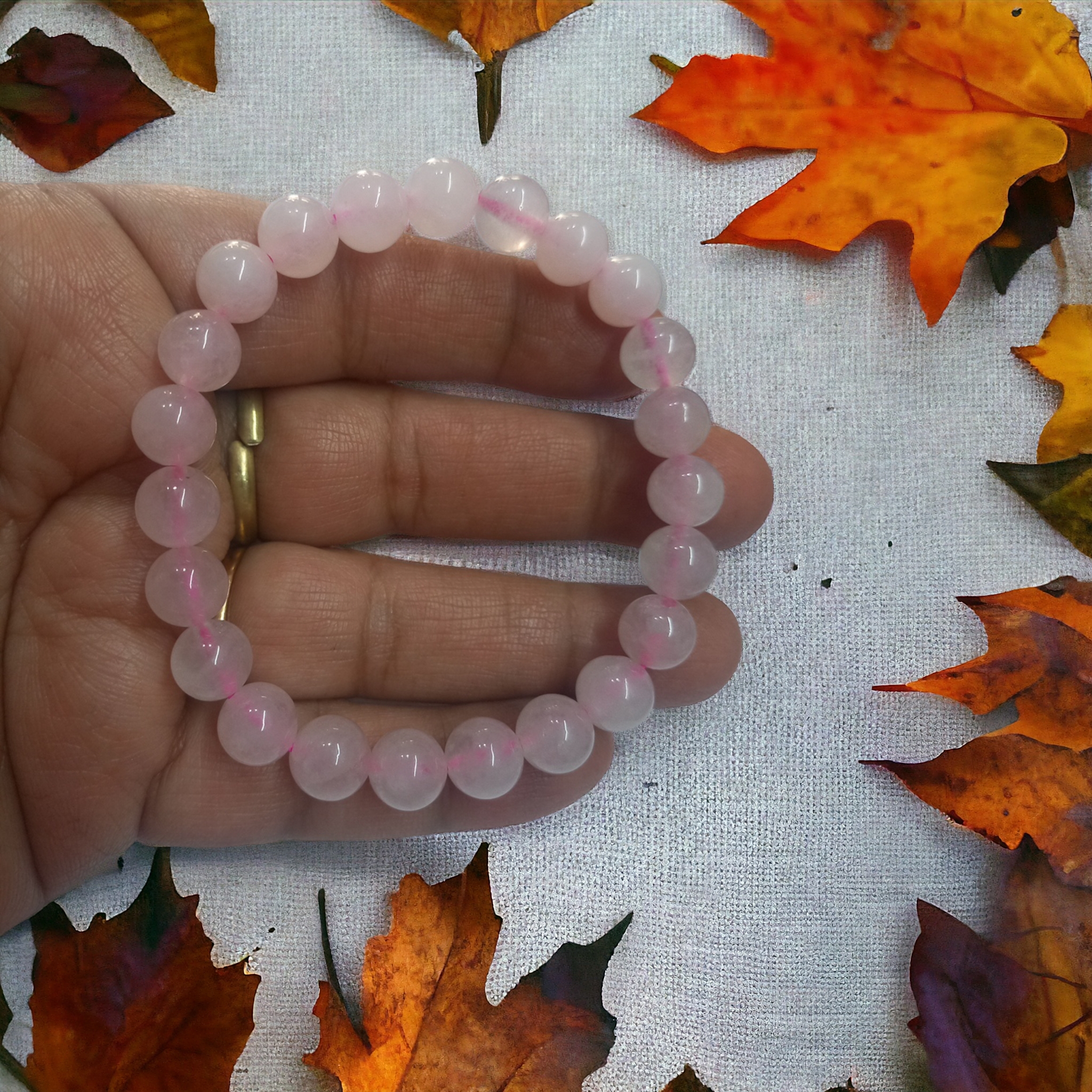 Rose Quartz Bracelet Natural Original Crystal Certified Real Stone Stylish for Men Women Boy Girl Unisex 8mm Beads Stretchable Brand : Rocksmins
