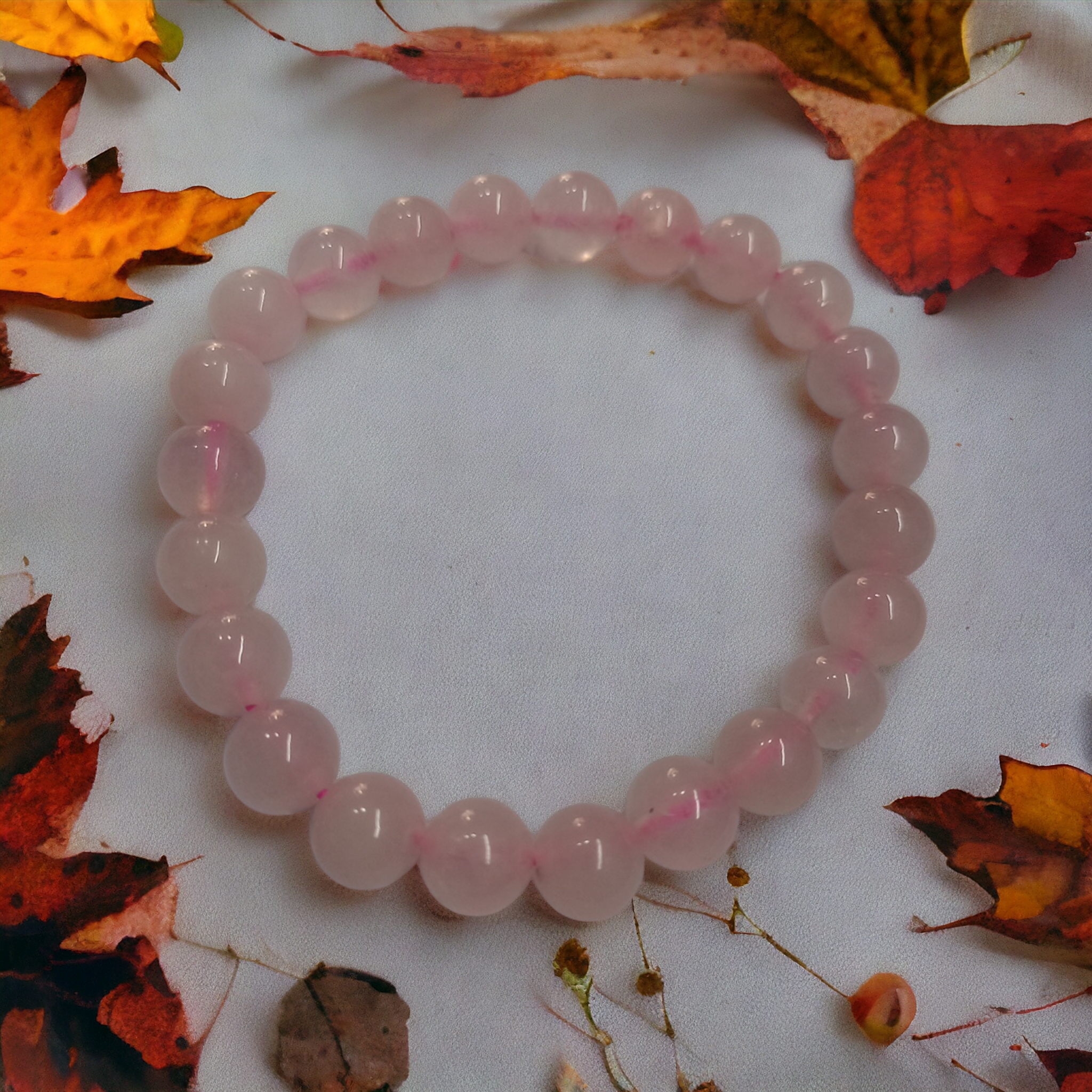 Rose Quartz Bracelet Natural Original Crystal Certified Real Stone Stylish for Men Women Boy Girl Unisex 8mm Beads Stretchable Brand : Rocksmins