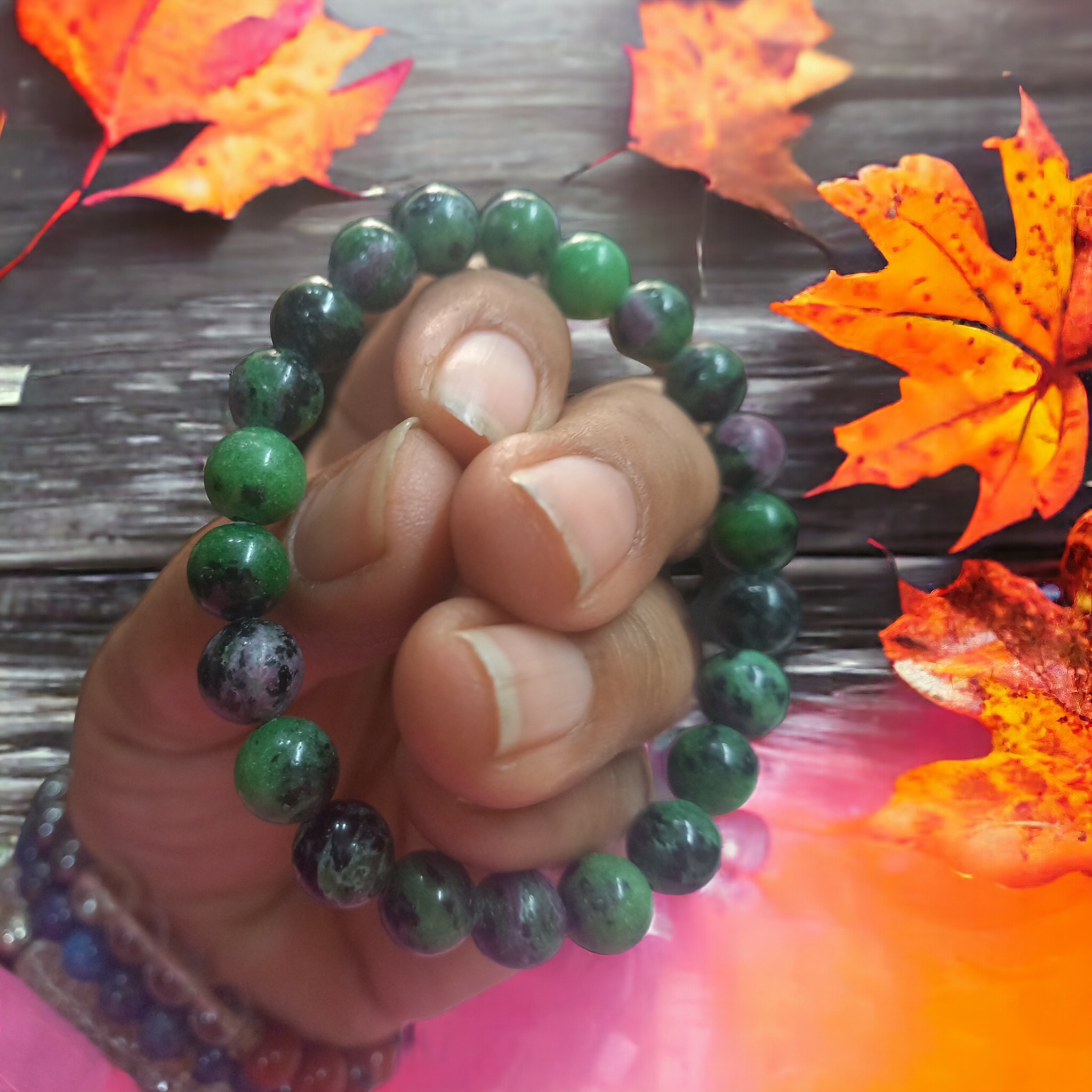 ruby-zoisite-bracelet-natural-original-crystal-certified-real-stone-stylish-for-men-women-boy-girl-unisex-8mm-beads-stretchable-brand--rocksmins