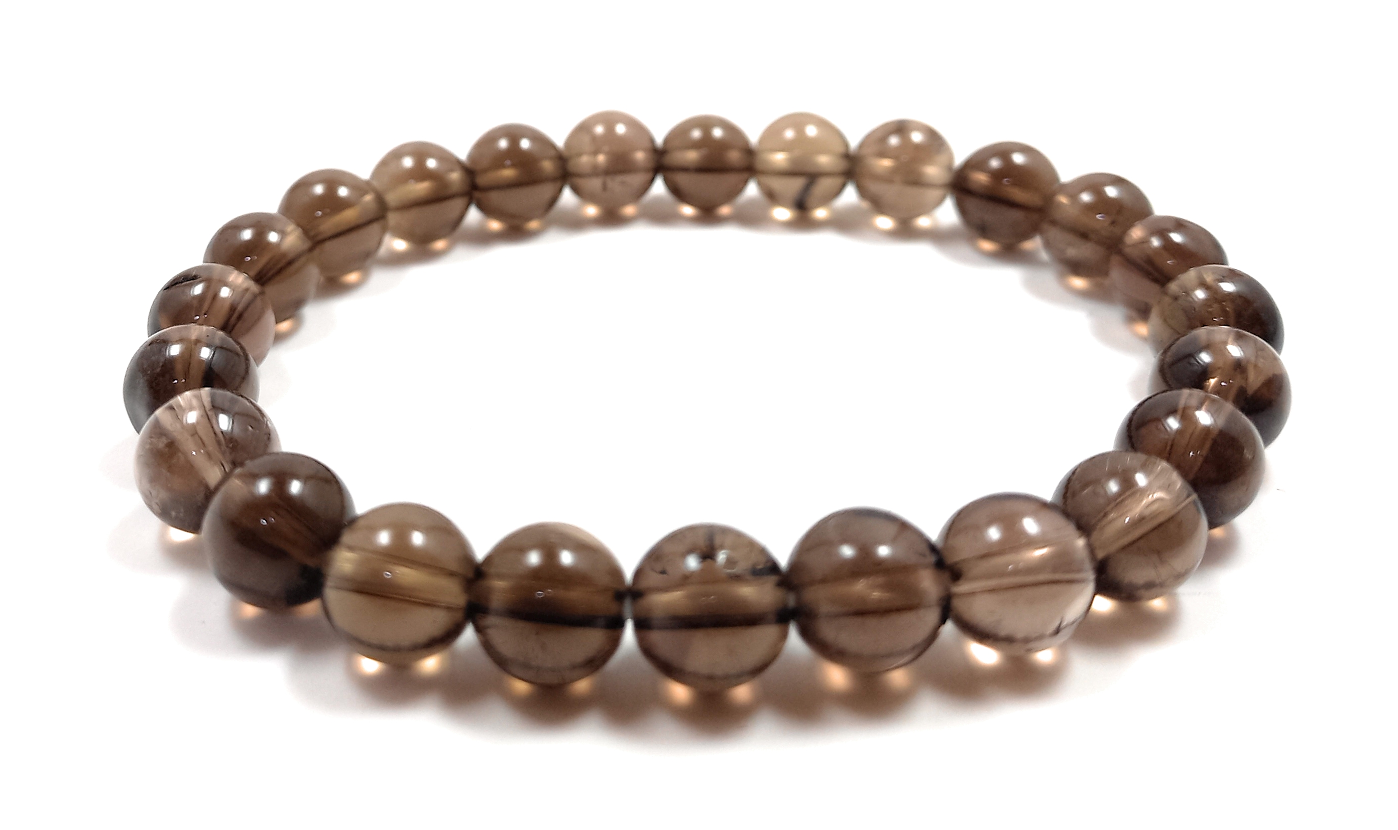 Smoky Quartz Bracelet Natural Original Crystal Certified Real Stone Stylish for Men Women Boy Girl Unisex 8mm Beads Stretchable Brand : Rocksmins