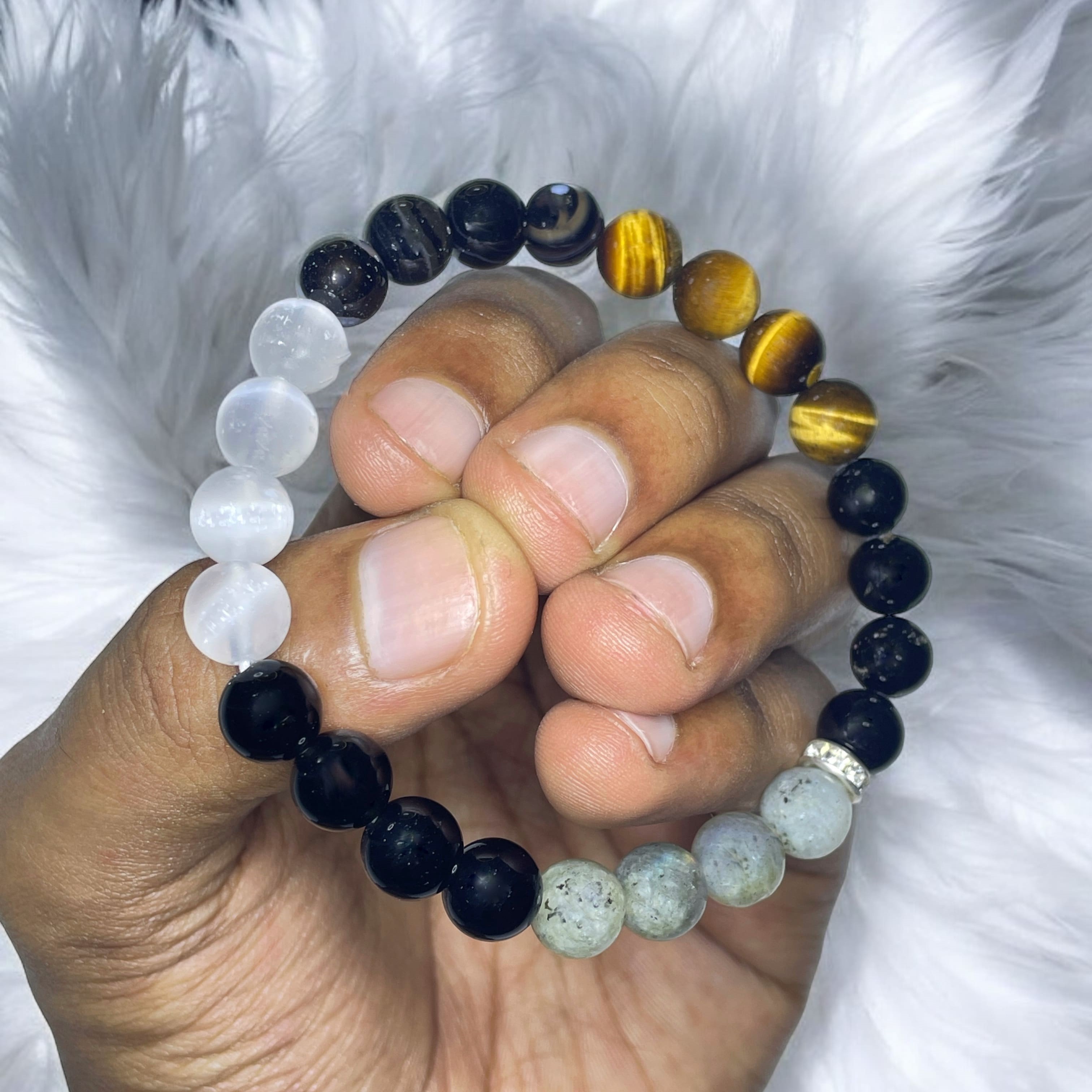 Black Magic Protection Remedies & Intentions Bracelet Natural Made With Original Crystal Stone for Men Women Boy Girl Unisex 8mm Beads Stretchable Brand :- Rocksmins