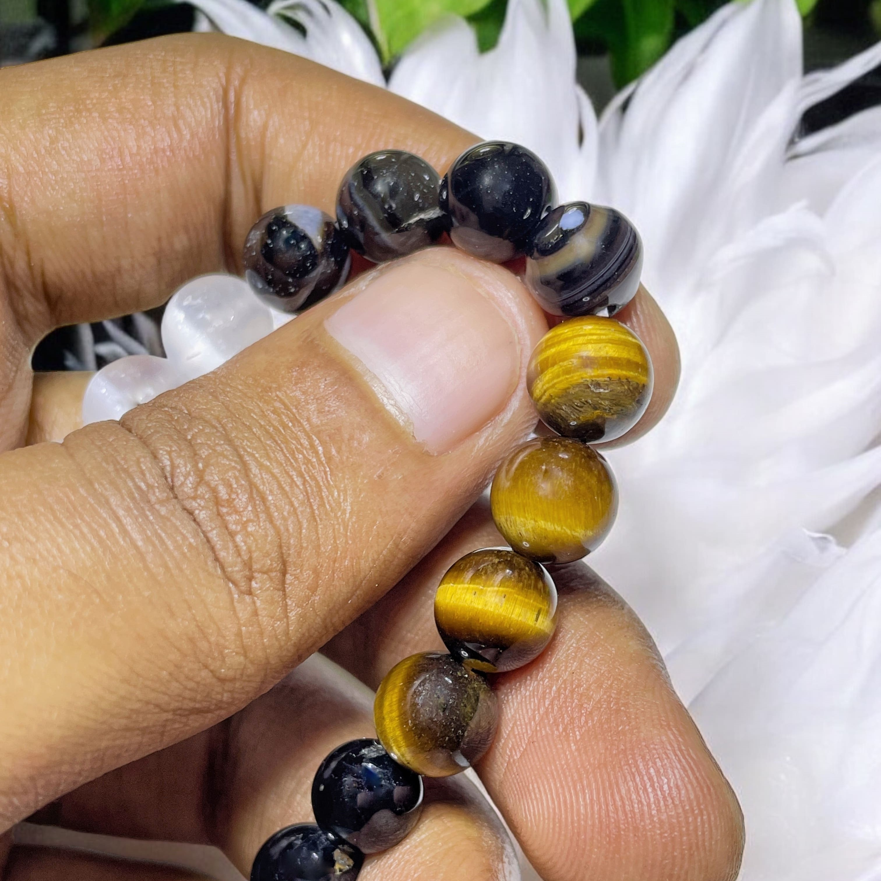 Black Magic Protection Remedies & Intentions Bracelet Natural Made With Original Crystal Stone for Men Women Boy Girl Unisex 8mm Beads Stretchable Brand :- Rocksmins