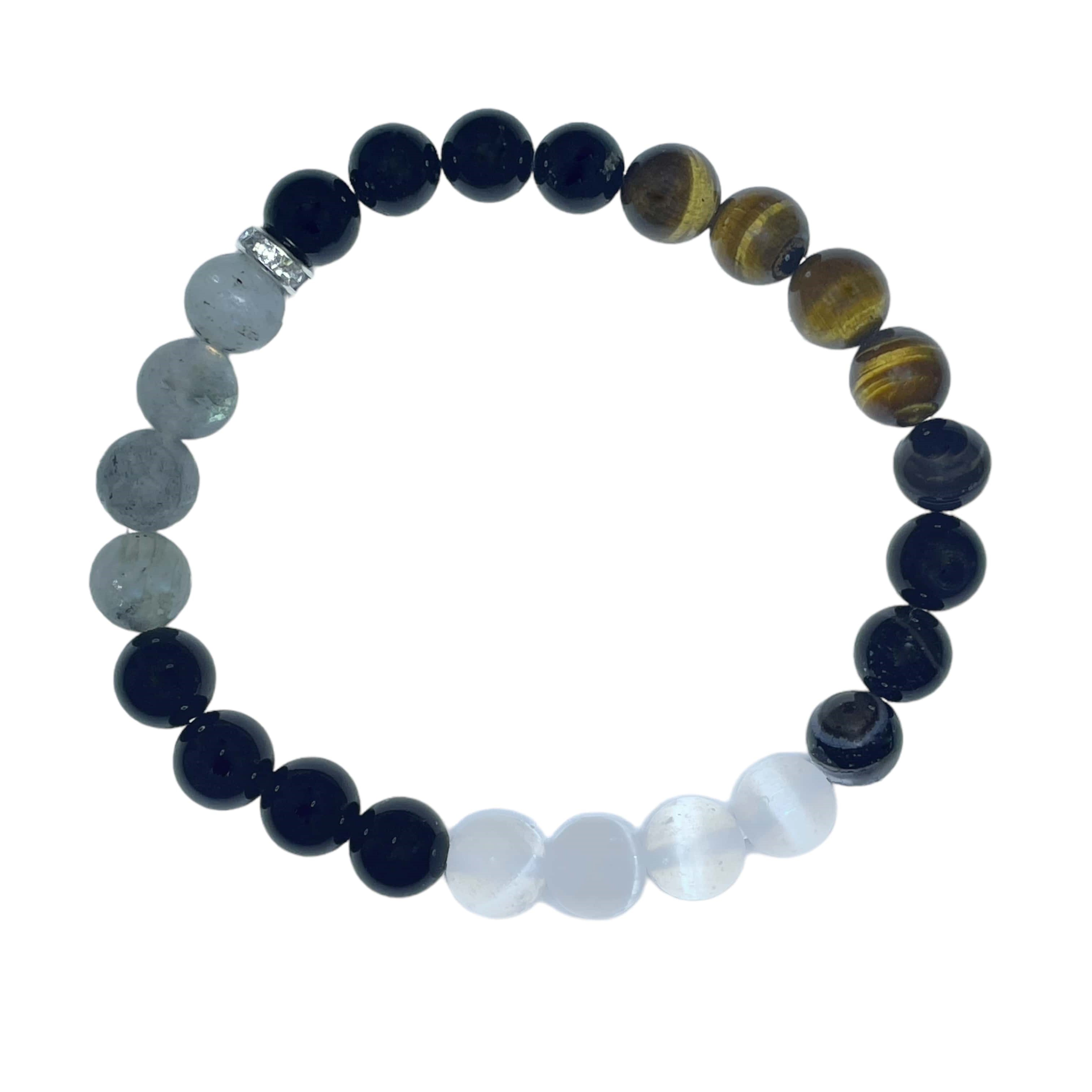 Black Magic Protection Remedies & Intentions Bracelet Natural Made With Original Crystal Stone for Men Women Boy Girl Unisex 8mm Beads Stretchable Brand :- Rocksmins