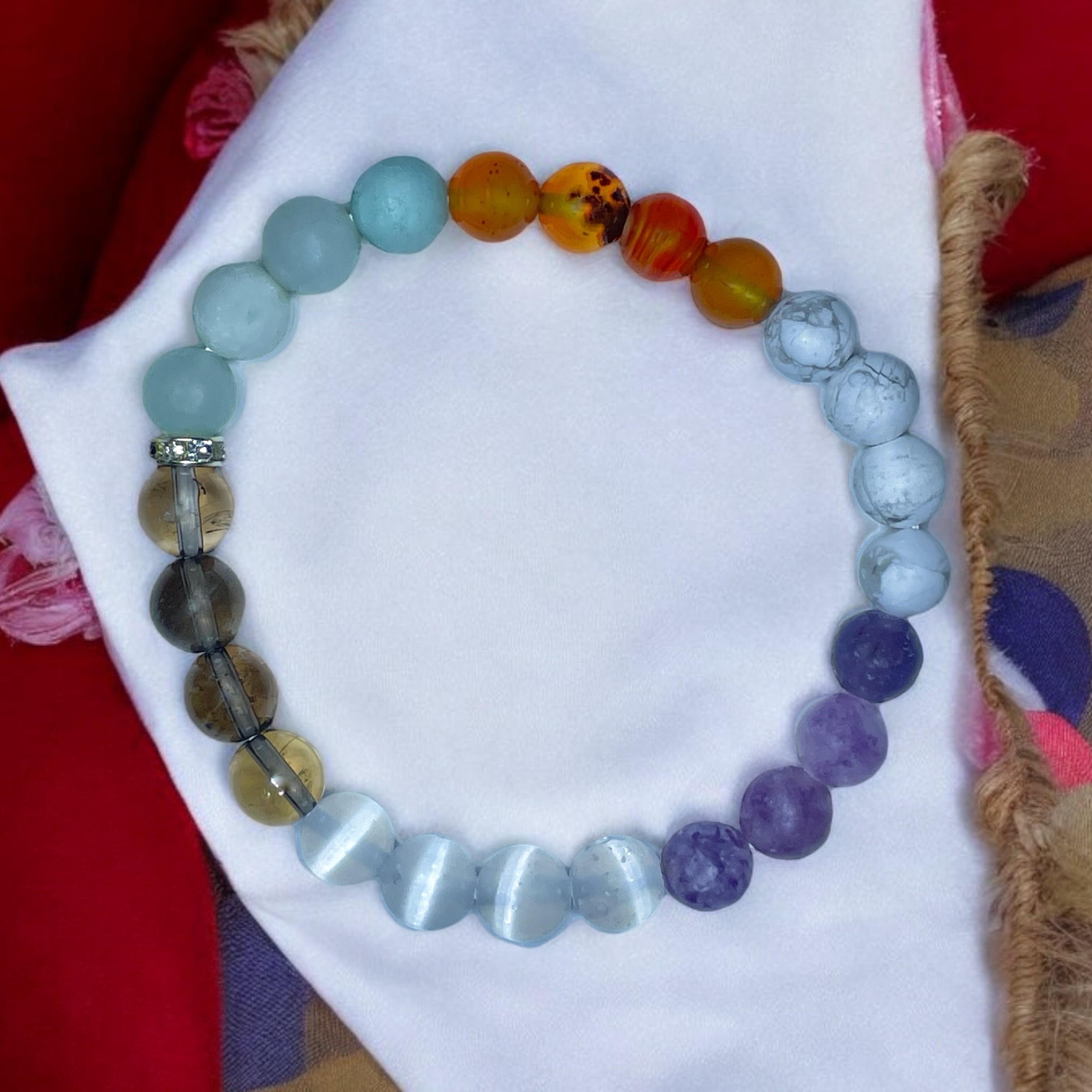 Back Pain Remedies & Intentions Bracelet Natural Made With Original Crystal Stone for Men Women Boy Girl Unisex 8mm Beads Stretchable Brand :- Rocksmins