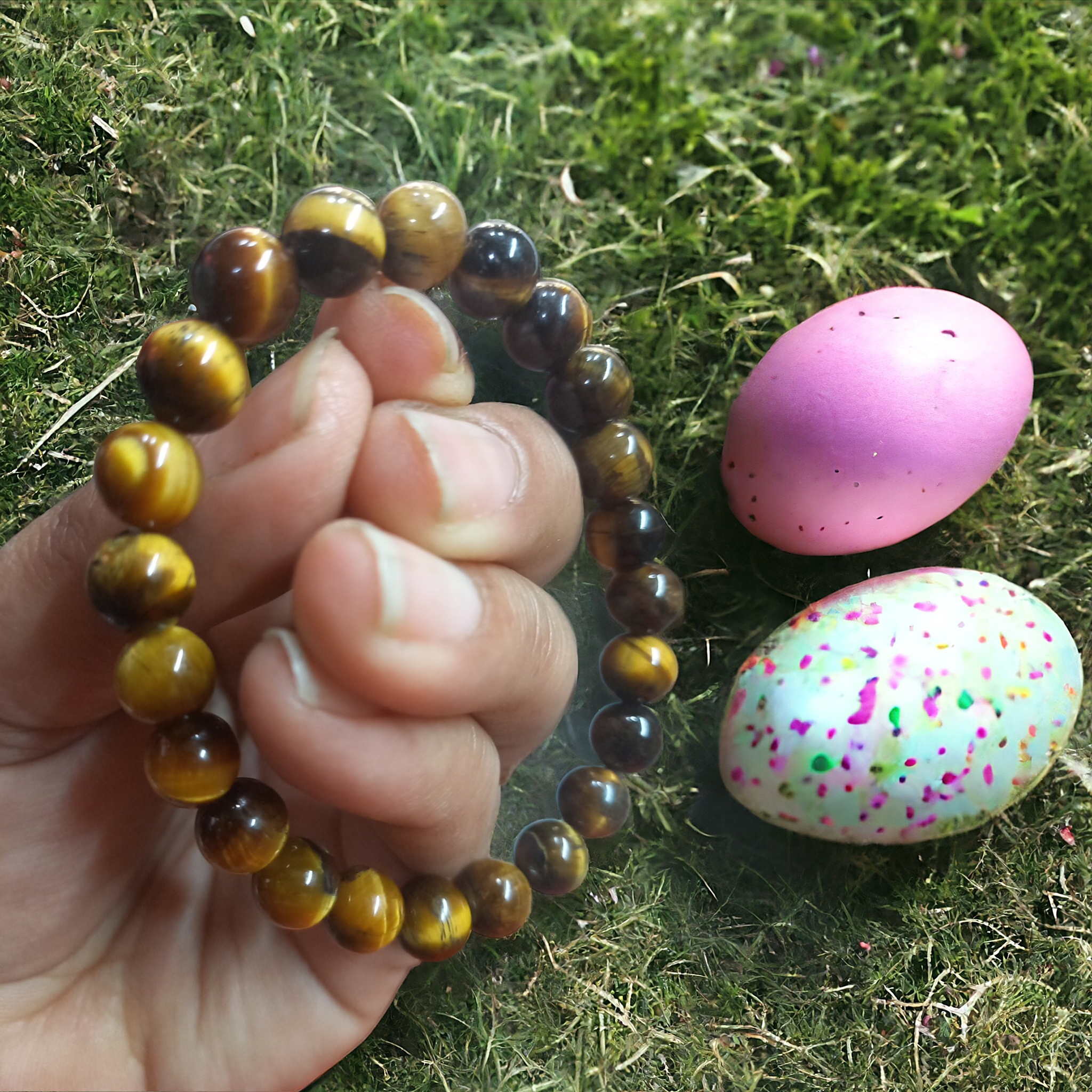 Tiger Eye Yellow Bracelet Natural Original Crystal Certified Real Stone Stylish for Men Women Boy Girl Unisex 8mm Beads Stretchable Brand : Rocksmins