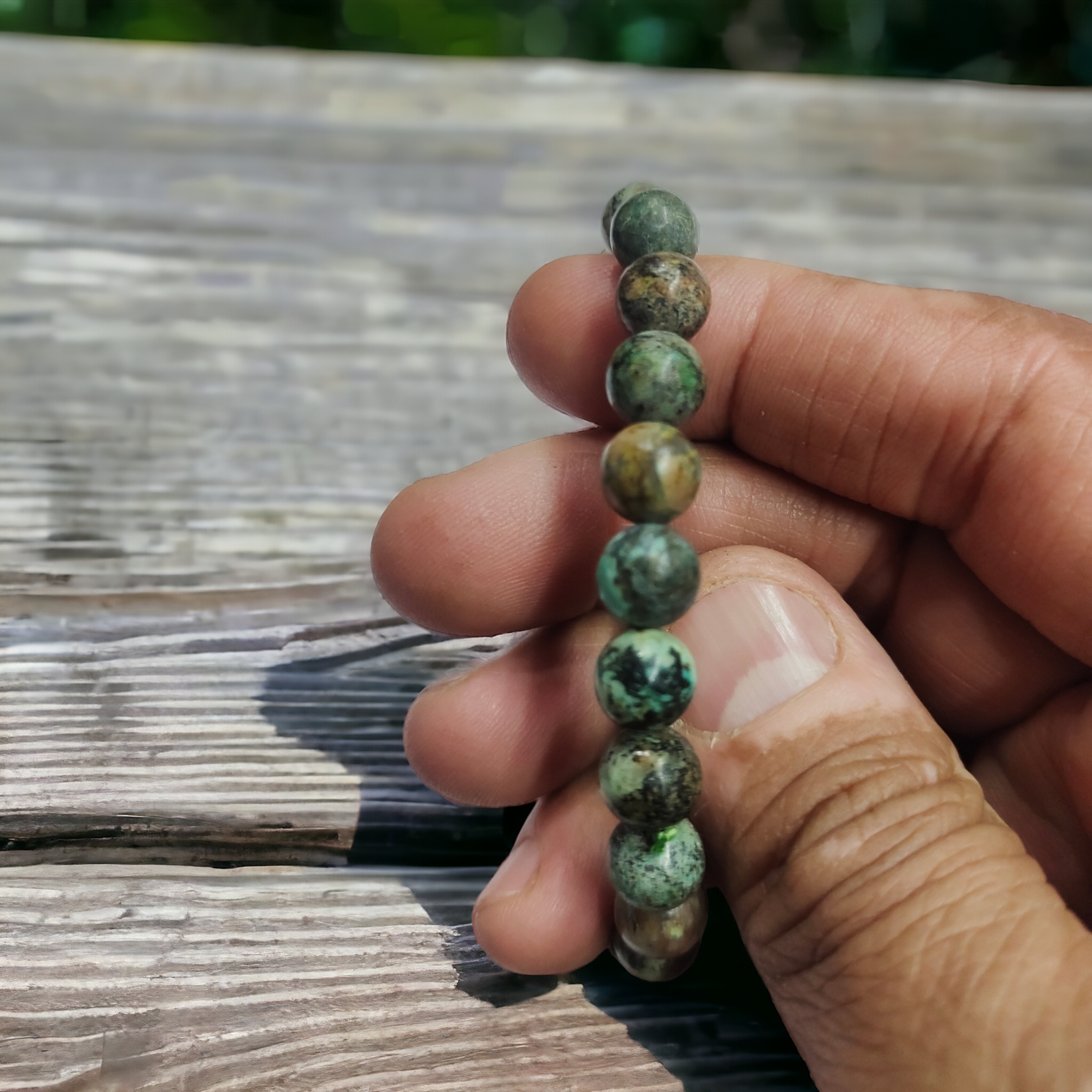 Turquoise African Bracelet Natural Original Crystal Certified Real Stone Stylish for Men Women Boy Girl Unisex 8mm Beads Stretchable Brand : Rocksmins