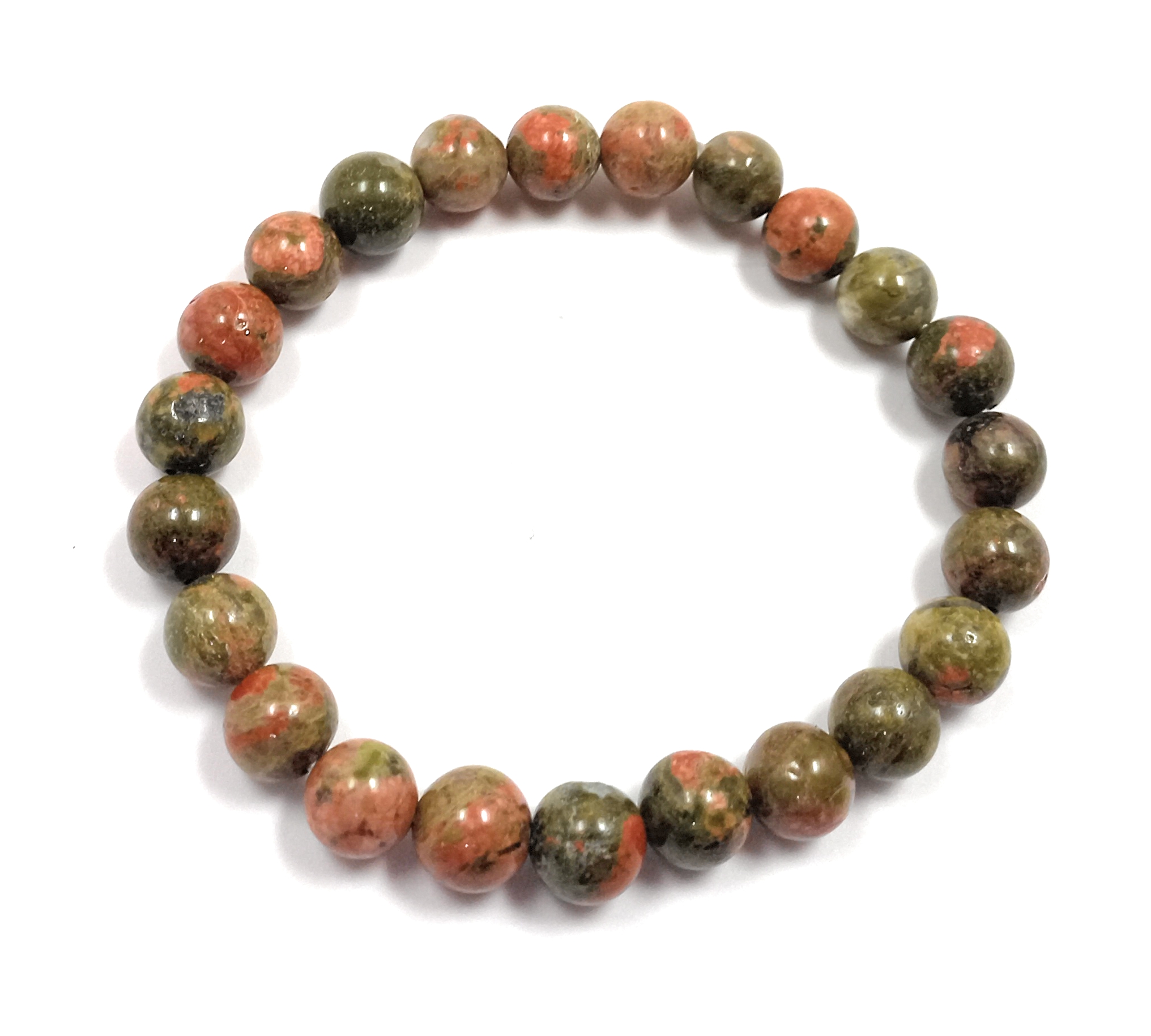 Unakite Bracelet Natural Original Crystal Certified Real Stone Stylish for Men Women Boy Girl Unisex 8mm Beads Stretchable Brand : Rocksmins