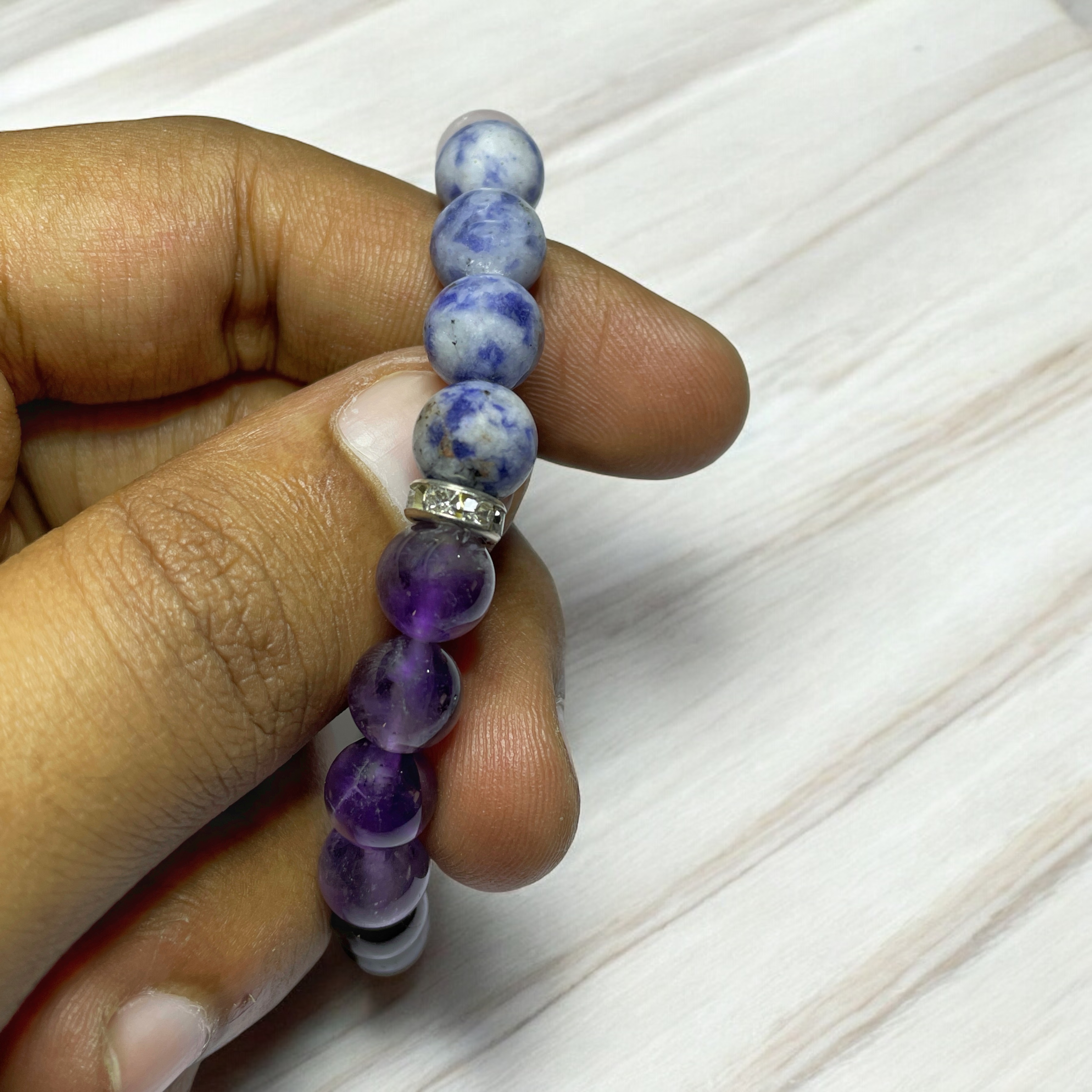 Depression & Stress Relief Remedies & Intentions Bracelet Natural Made With Original Crystal Stone for Men Women Boy Girl Unisex 8mm Beads Stretchable Brand :- Rocksmins