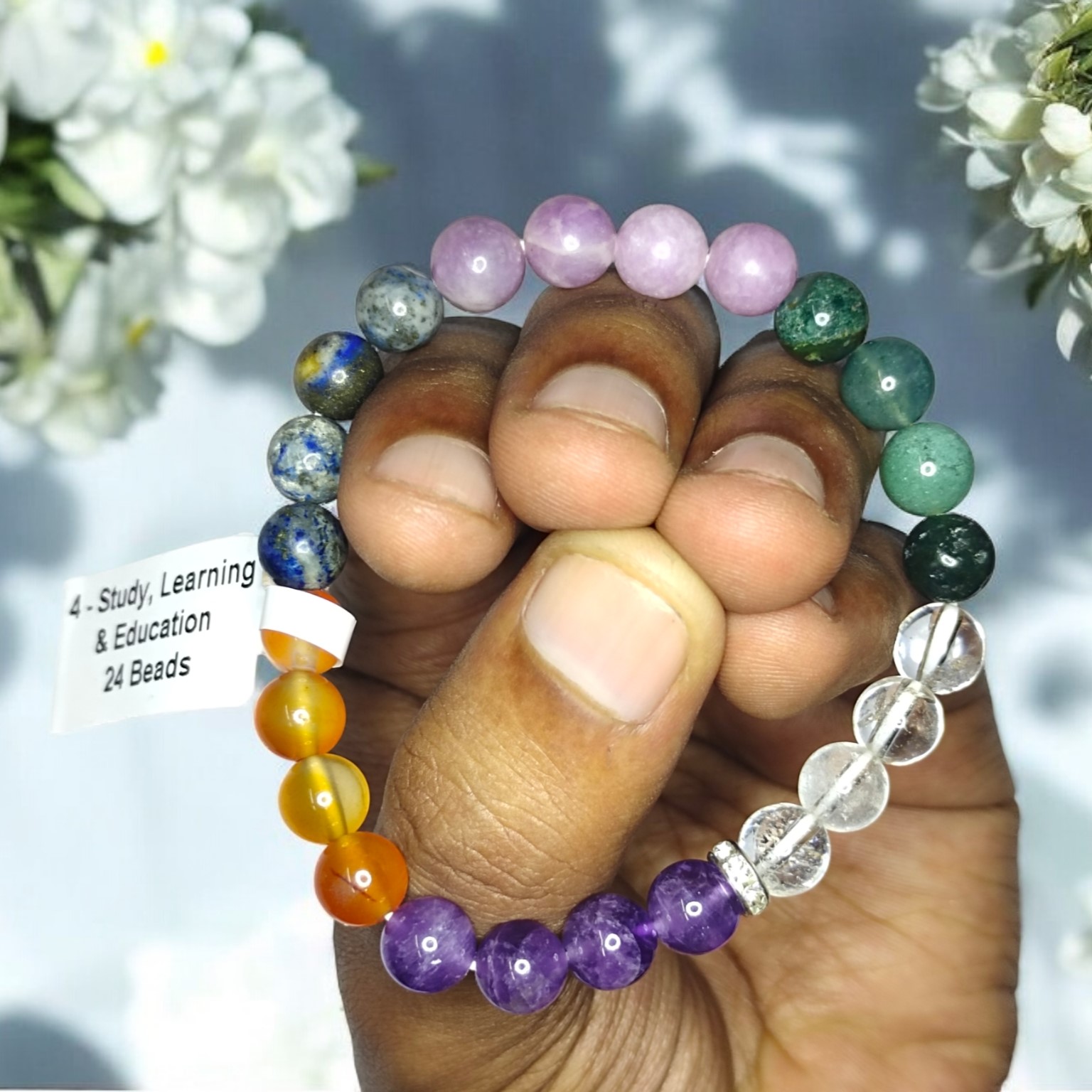 Study, Learning & Education Remedies & Intentions Bracelet Natural Made With Original Crystal Stone for Men Women Boy Girl Unisex 8mm Beads Stretchable Brand :- Rocksmins