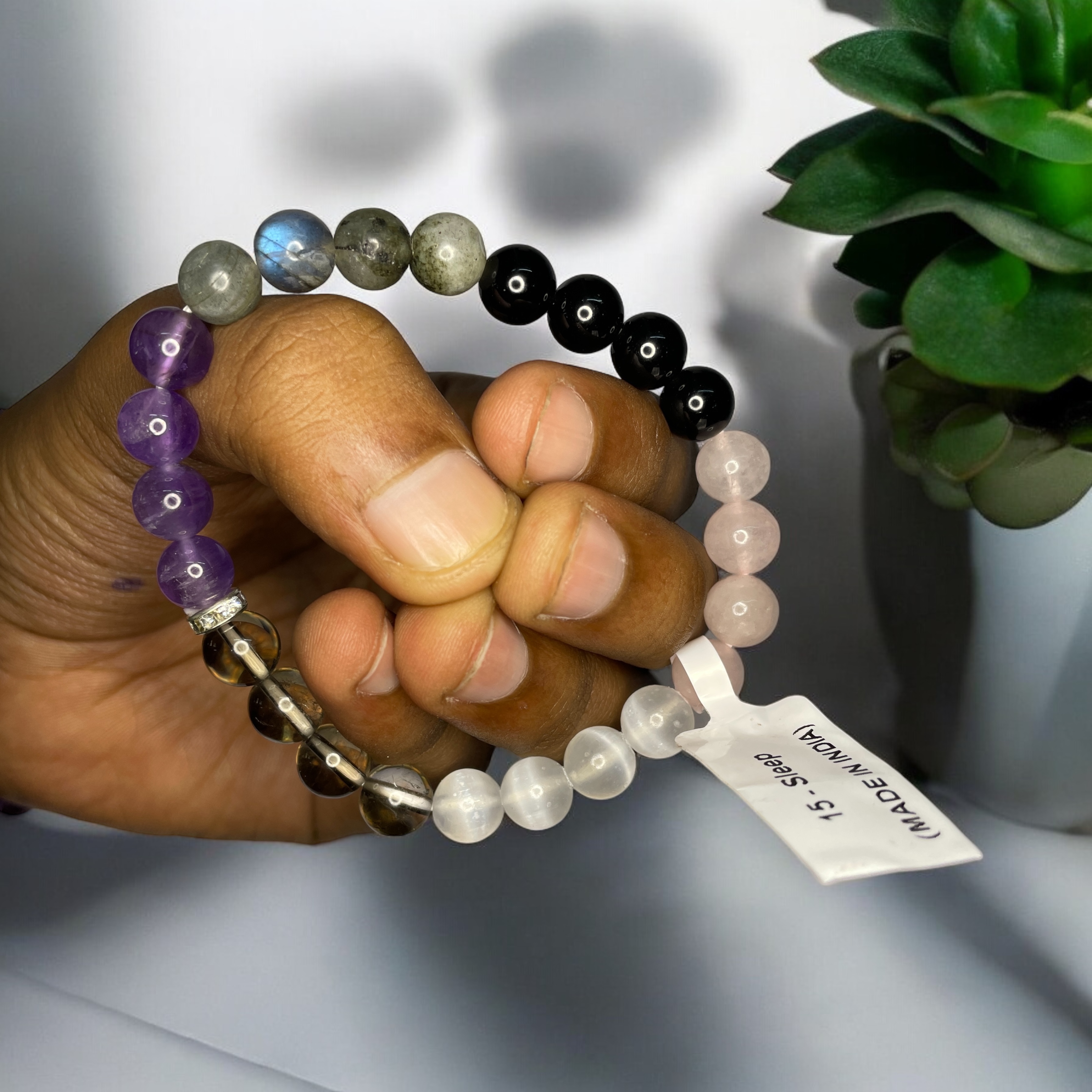 Sleep Remedies & Intentions Bracelet Natural Made With Original Crystal Stone for Men Women Boy Girl Unisex 8mm Beads Stretchable Brand :- Rocksmins