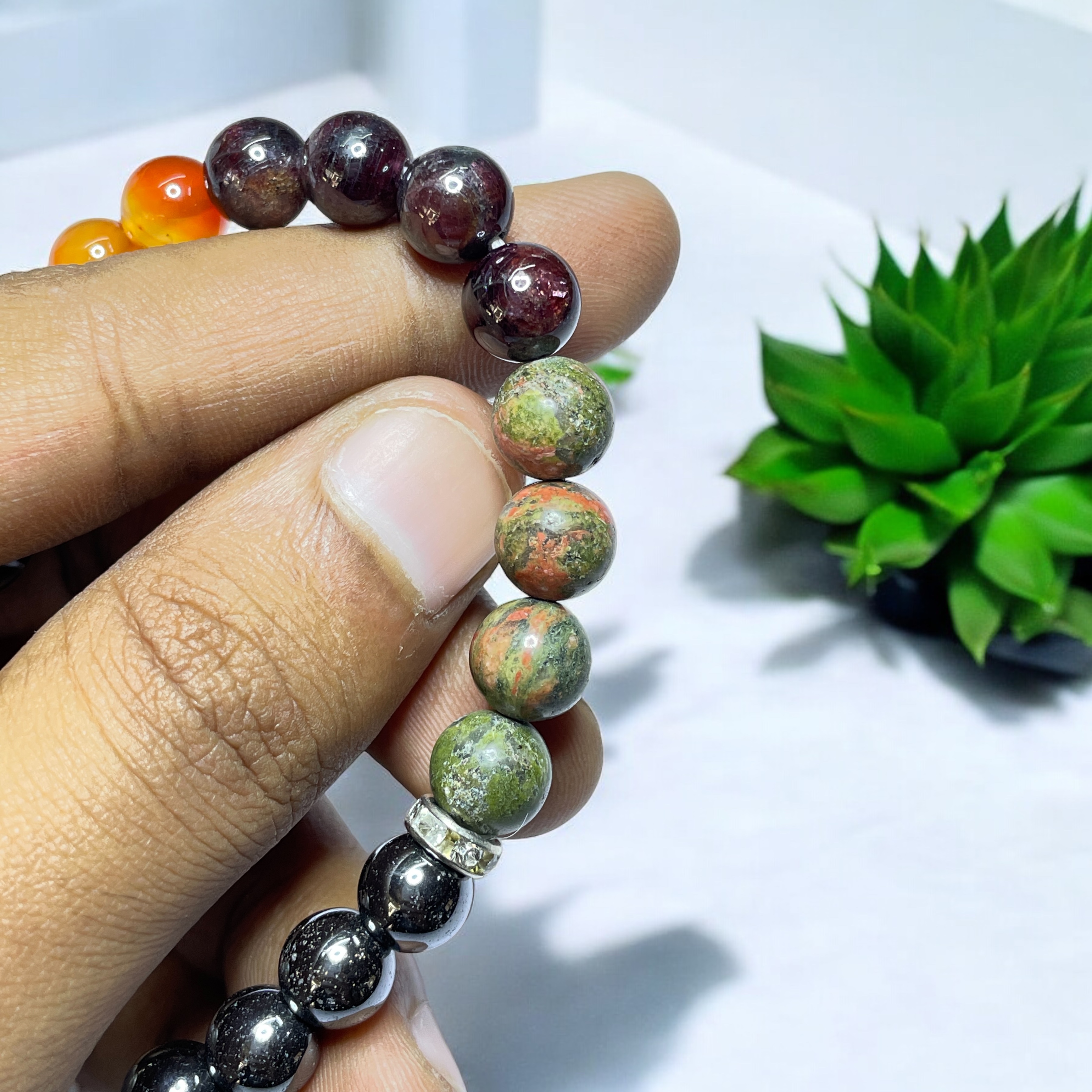 Weight Gain Remedies & Intentions Bracelet Natural Made With Original Crystal Stone for Men Women Boy Girl Unisex 8mm Beads Stretchable Brand :- Rocksmins