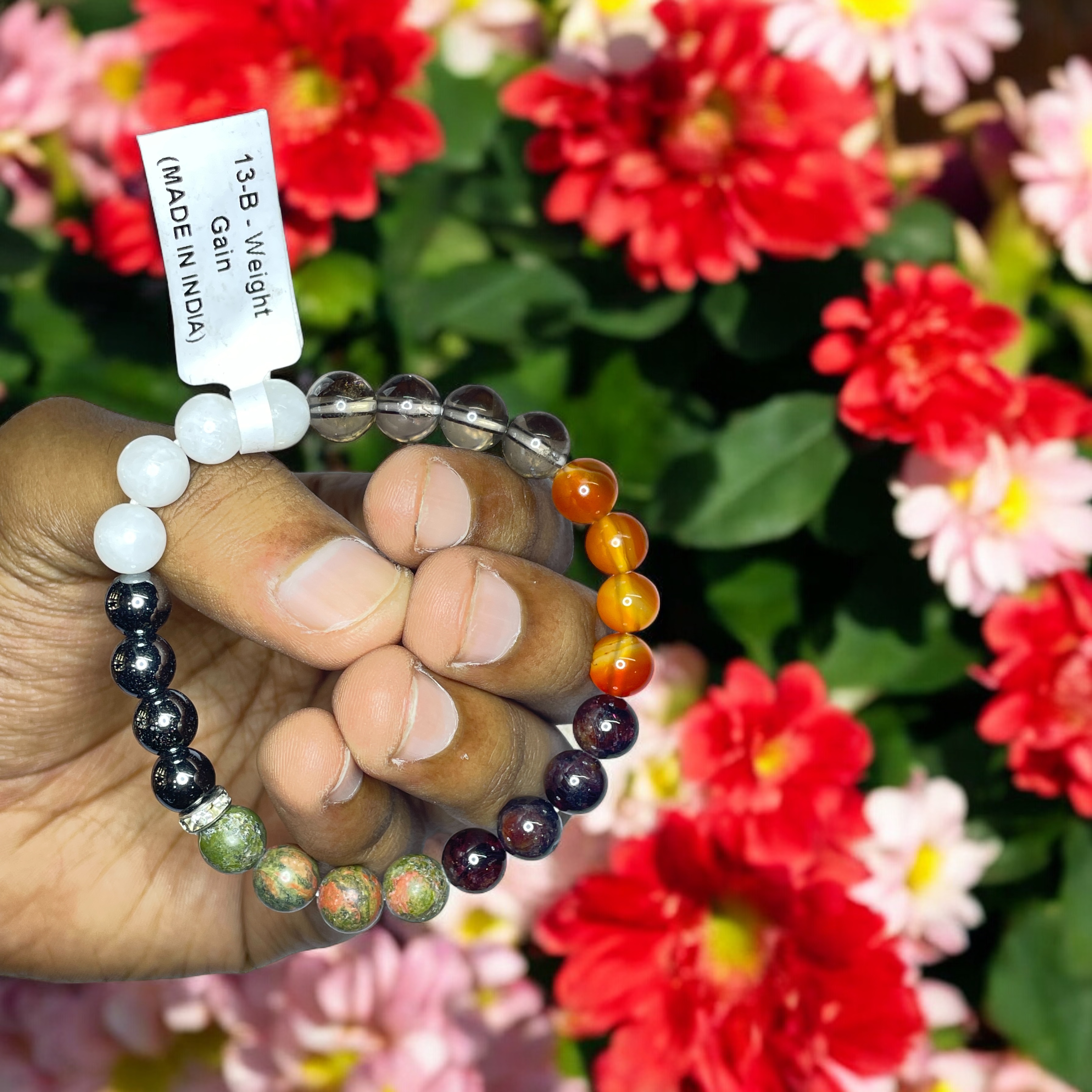 Weight Gain Remedies & Intentions Bracelet Natural Made With Original Crystal Stone for Men Women Boy Girl Unisex 8mm Beads Stretchable Brand :- Rocksmins