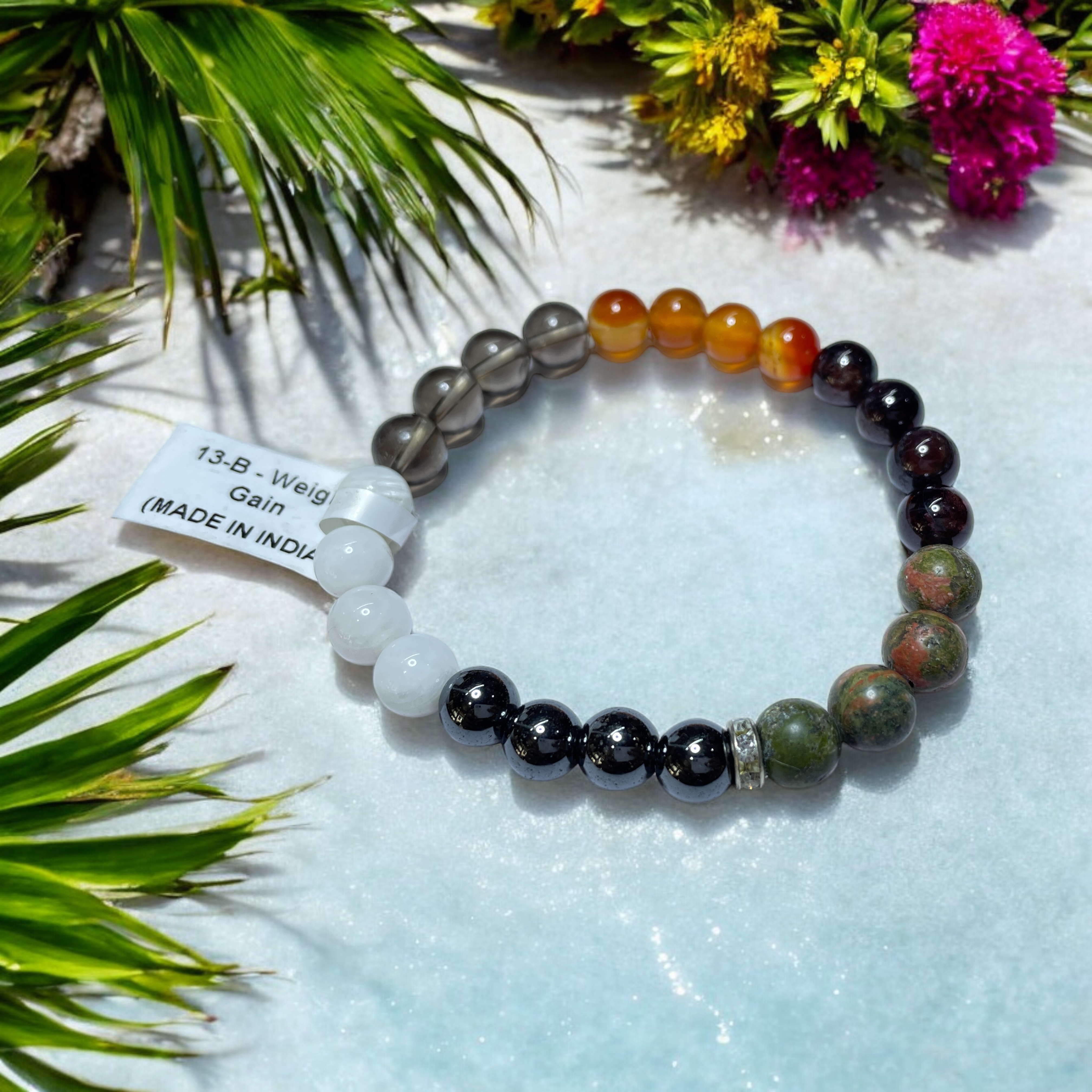 Weight Gain Remedies & Intentions Bracelet Natural Made With Original Crystal Stone for Men Women Boy Girl Unisex 8mm Beads Stretchable Brand :- Rocksmins