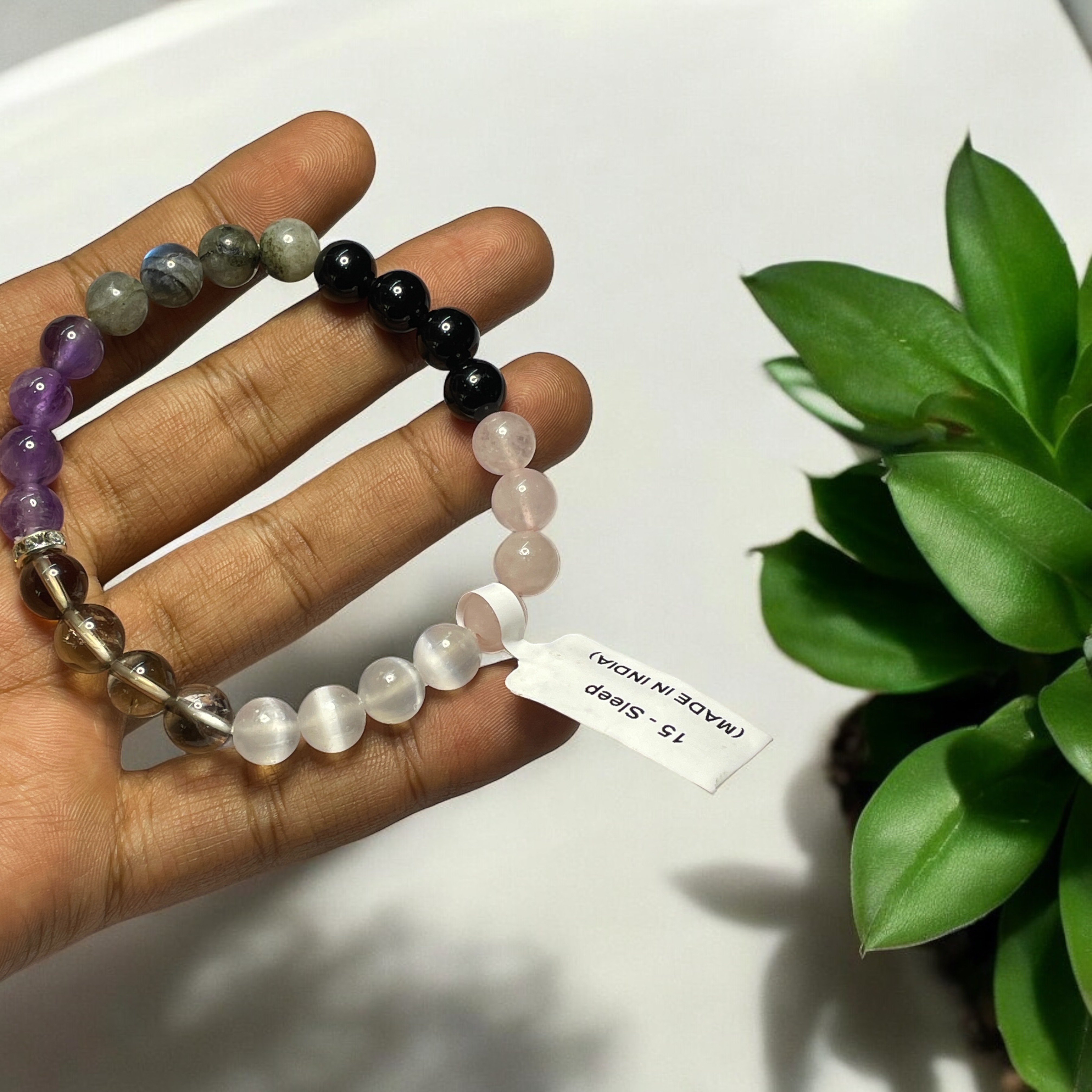 Sleep Remedies & Intentions Bracelet Natural Made With Original Crystal Stone for Men Women Boy Girl Unisex 8mm Beads Stretchable Brand :- Rocksmins