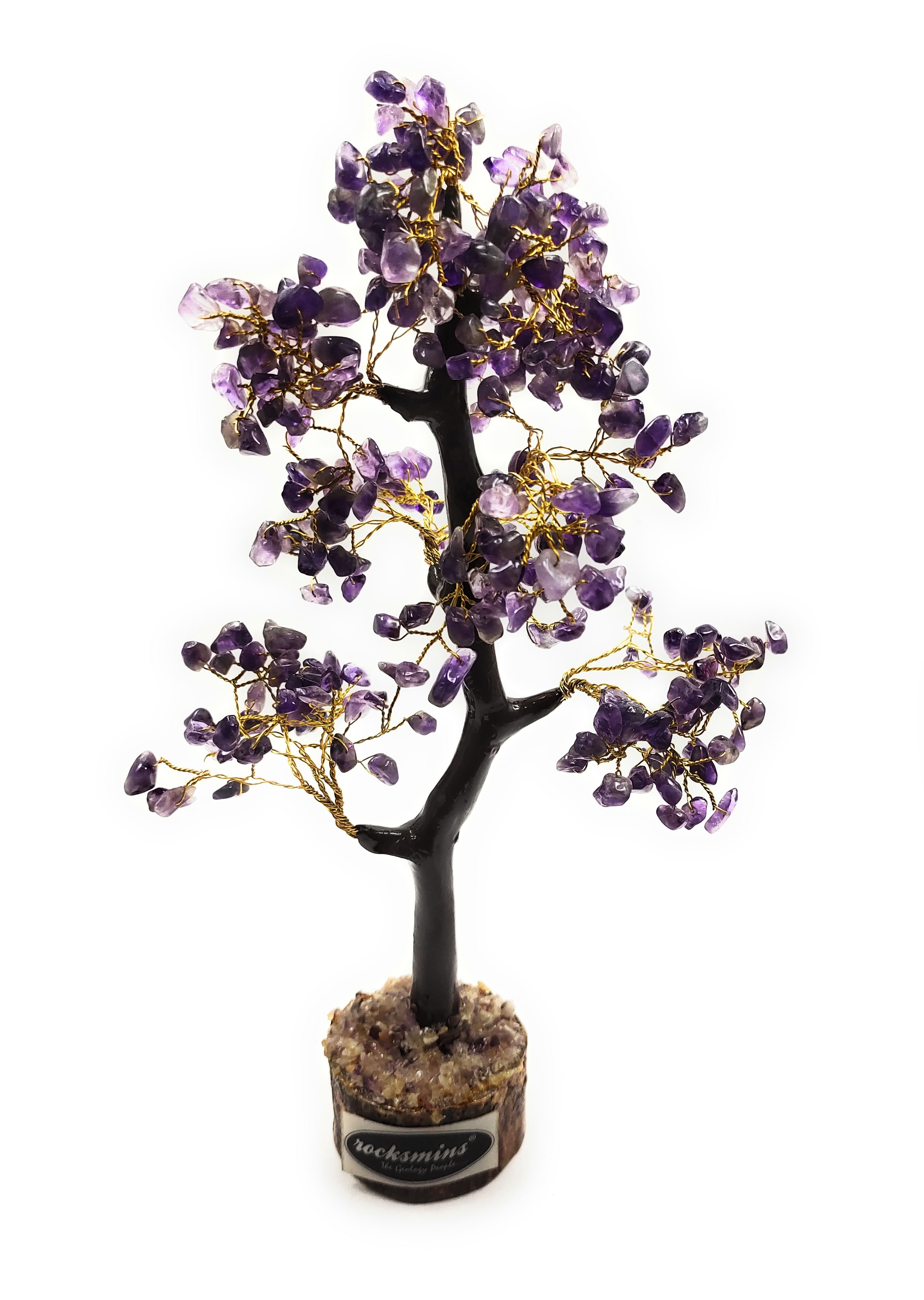 Rocksmins Amethyst Crystal Stone 300 Beads Money Tree Bonsai Original Natural Gemstone for Vastu Healing Purpose Good Luck Wealth Room Decor