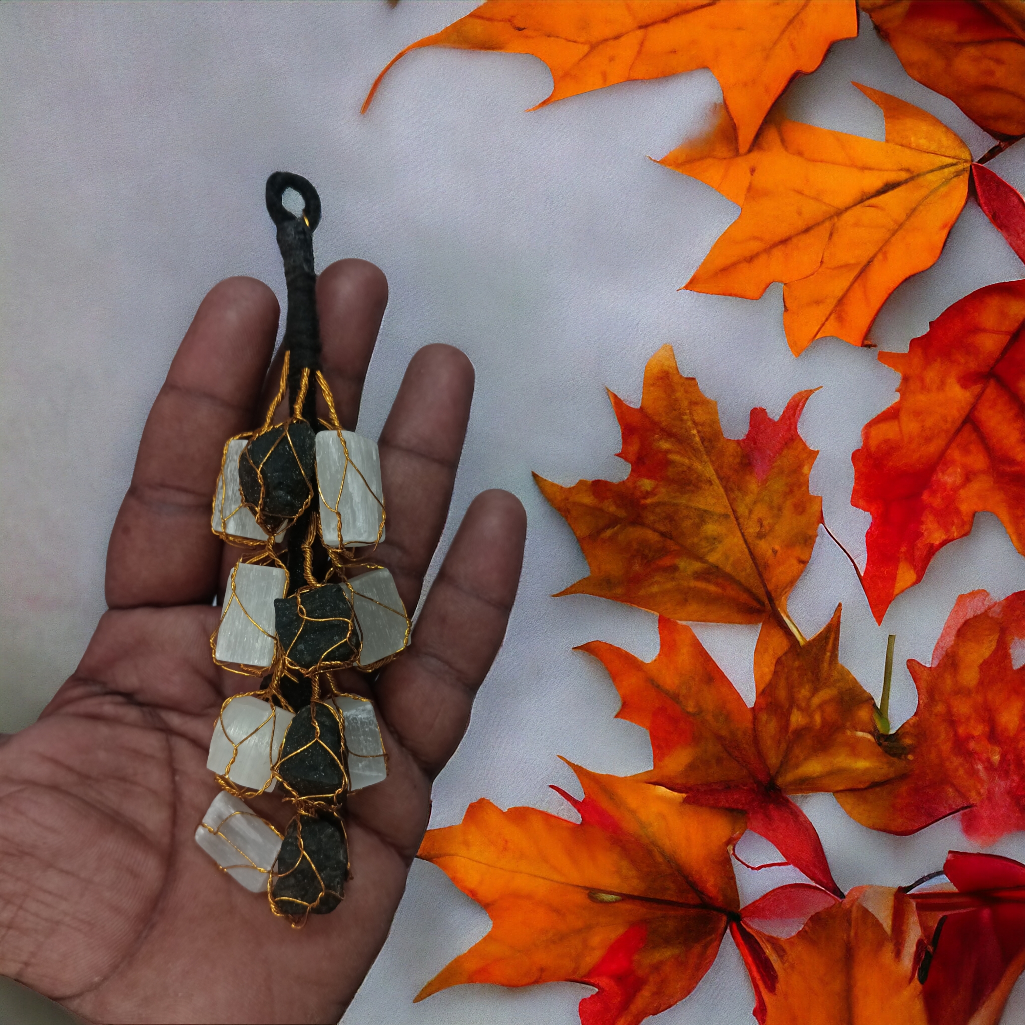 Tourmaline Selenite Crystals Hanger for Removing Negative Energy & Protecting Your Family: Enhance Harmony and Shield Your Home