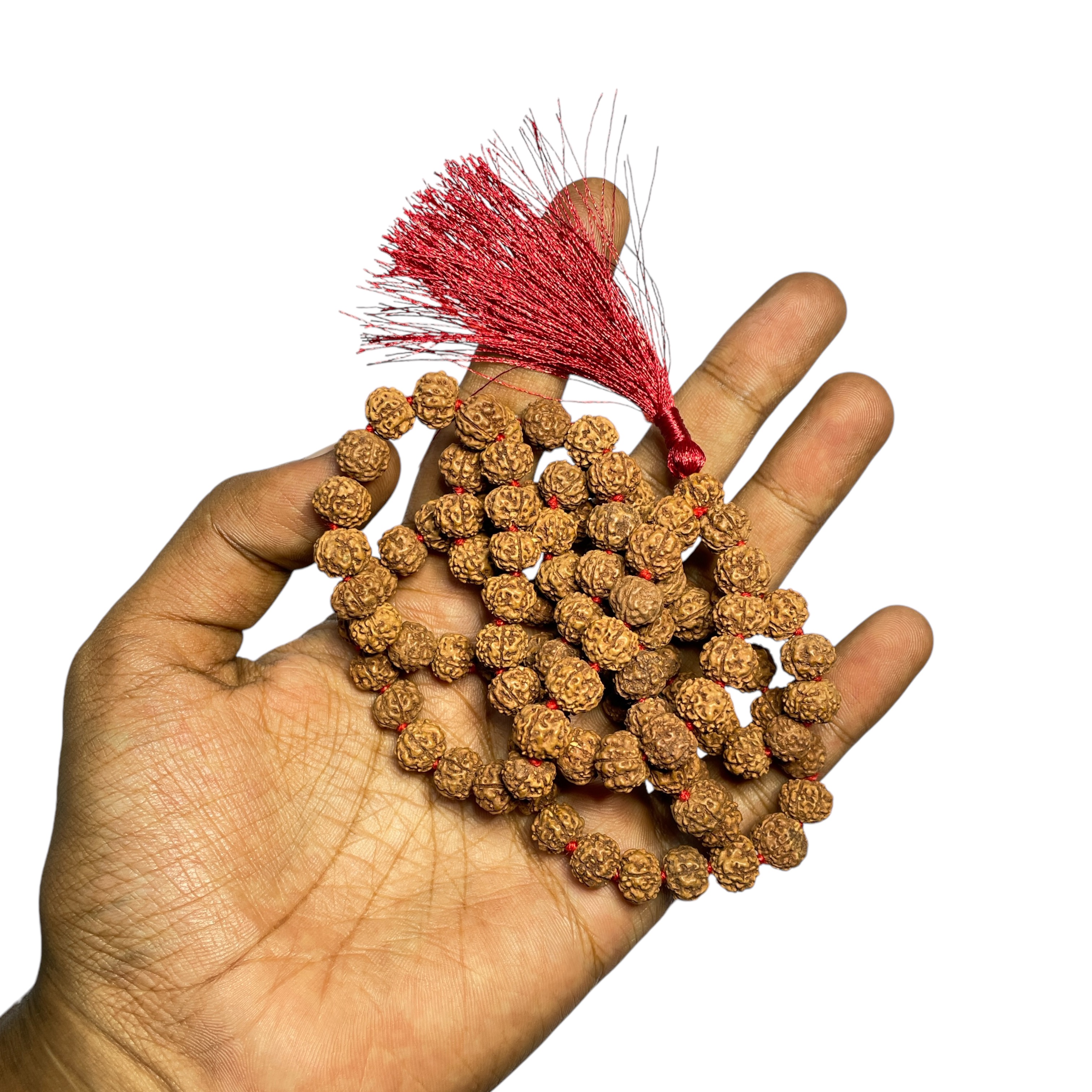 8MM Natural Original 5 Panch Mukhi Rudraksha Pathri Jaap Mala Original with Certificate (108) 8 mm Beads for Pooja Astrology Wearing in Neck/Holding for Men Women Boys Girls Meditation Protection