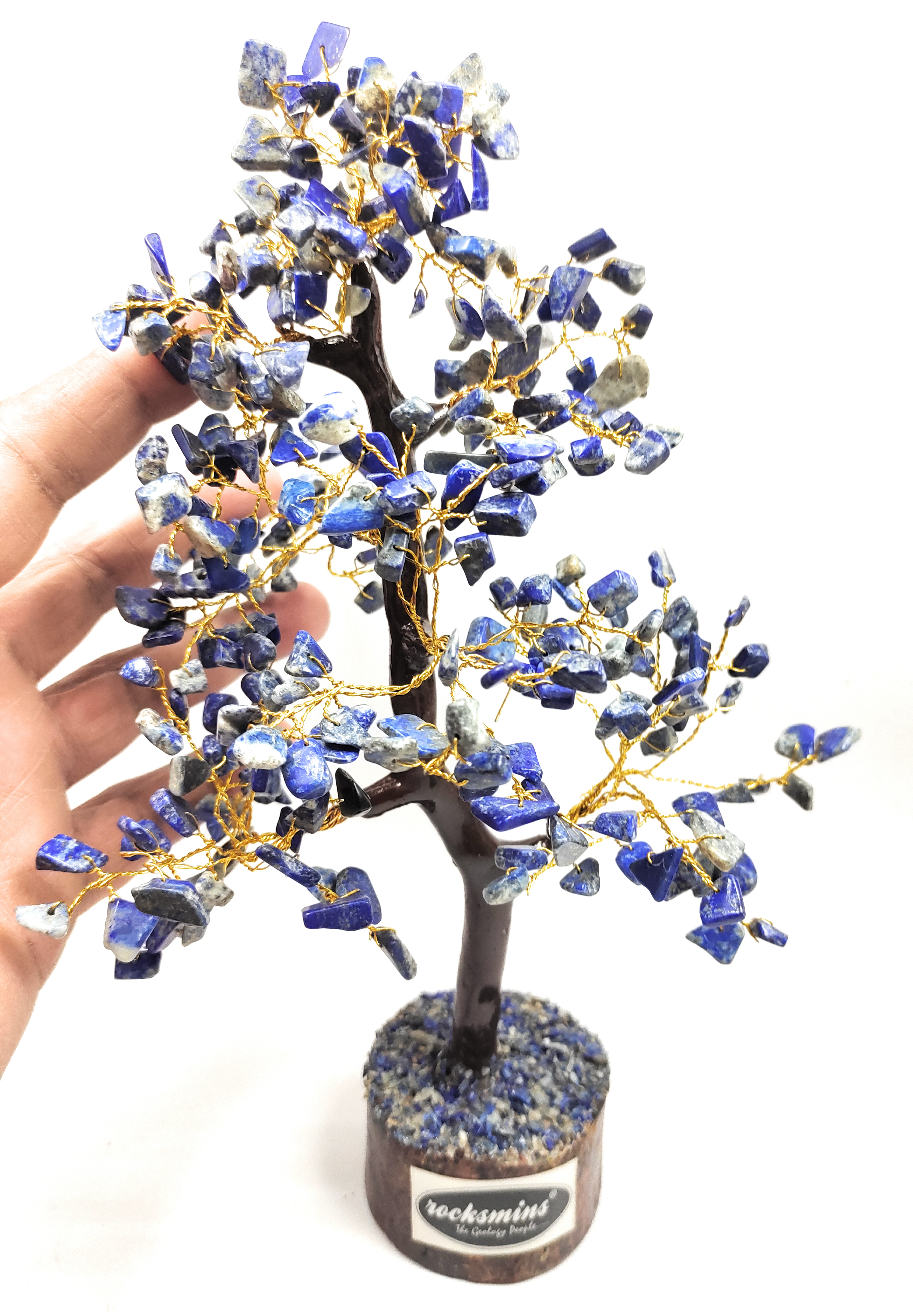 Lapis Lazuli Crystal Stone 300 Beads Money Tree Bonsai Original Natural Gemstone for Vastu Healing Purpose Good Luck Wealth Room Decor Brand : Rocksmins