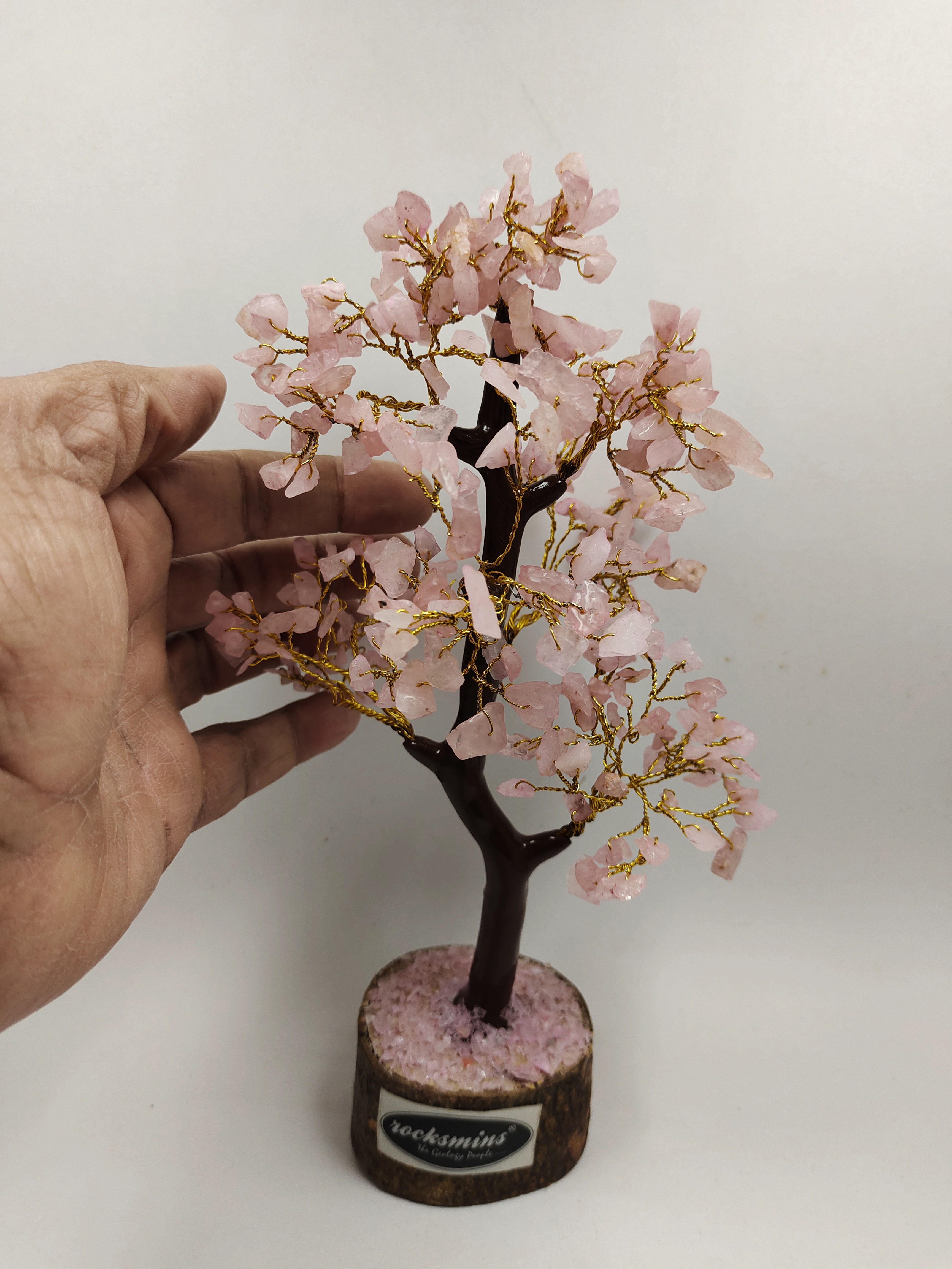 Rose Quartz Crystal Stone 300 Beads Money Tree Bonsai Original Natural Gemstone for Vastu Healing Purpose Good Luck Wealth Room Decor Brand : Rocksmins