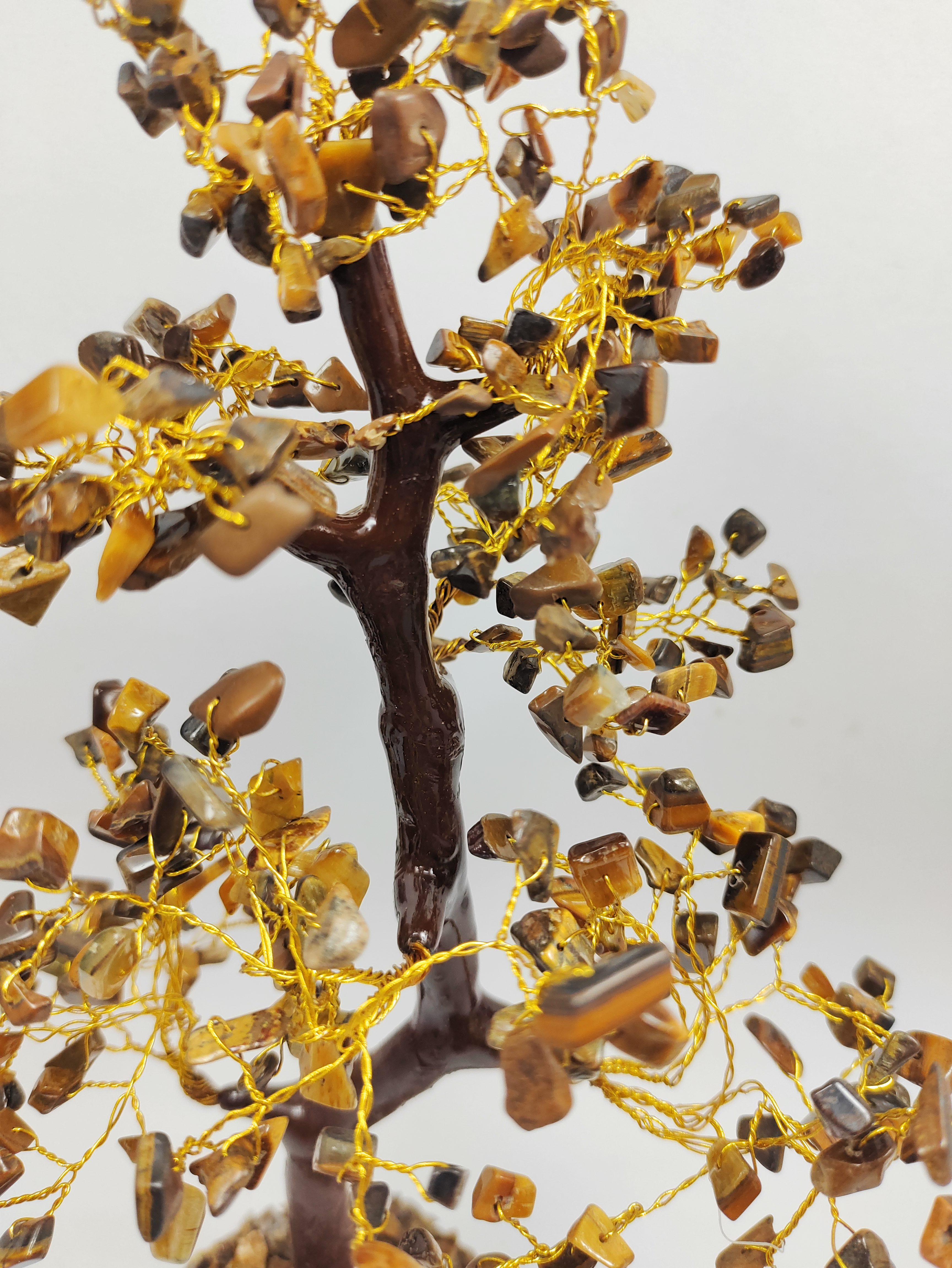 Tiger's Eye Crystal Stone 300 Beads Money Tree Bonsai Original Natural Gemstone for Vastu Healing Purpose Good Luck Wealth Room Decor Brand : Rocksmins