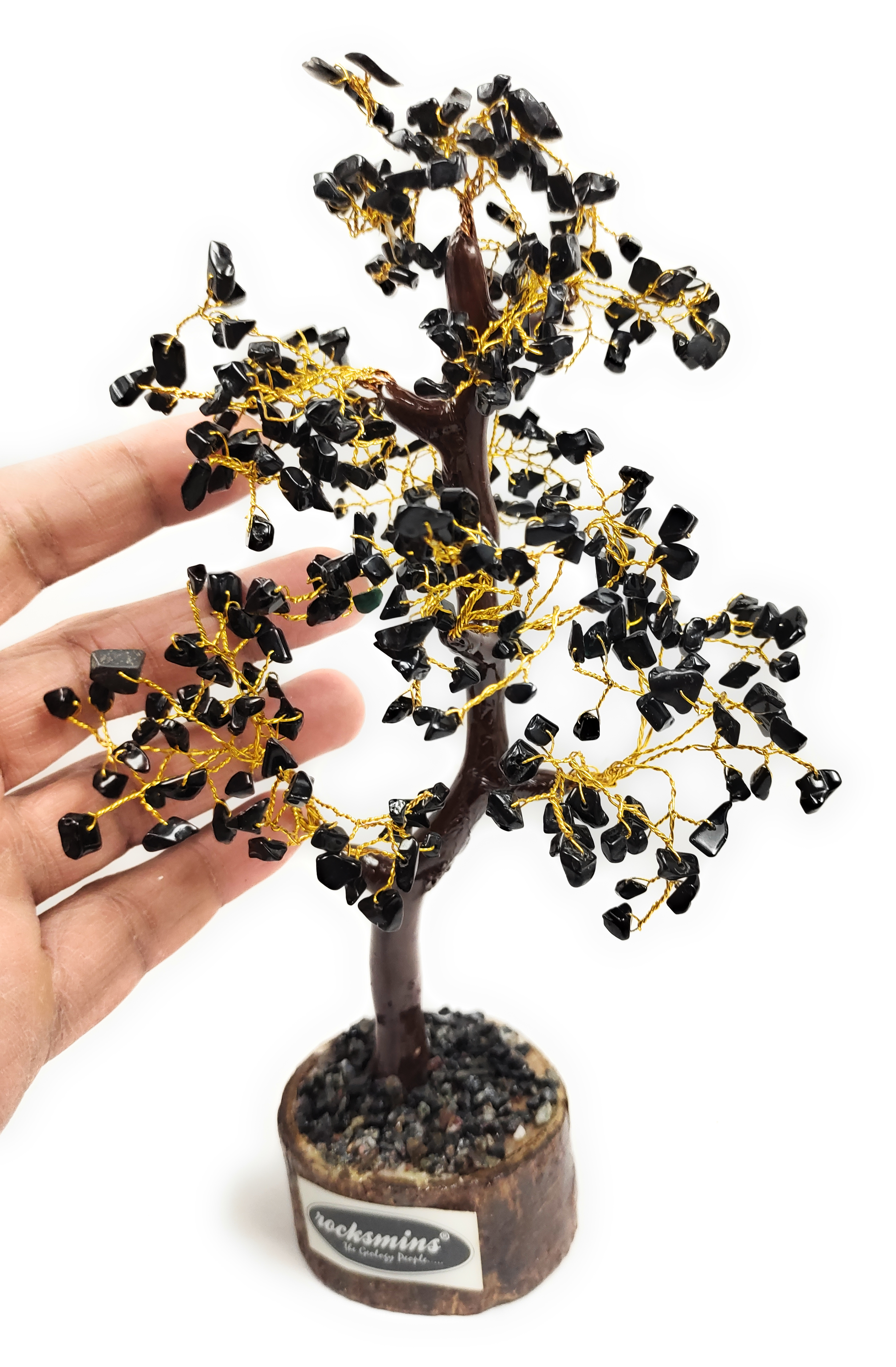 Obsidian Black Crystal Stone 300 Beads Money Tree Bonsai Original Natural Gemstone for Vastu Healing Purpose Good Luck Wealth Room Decor Brand : Rocksmins