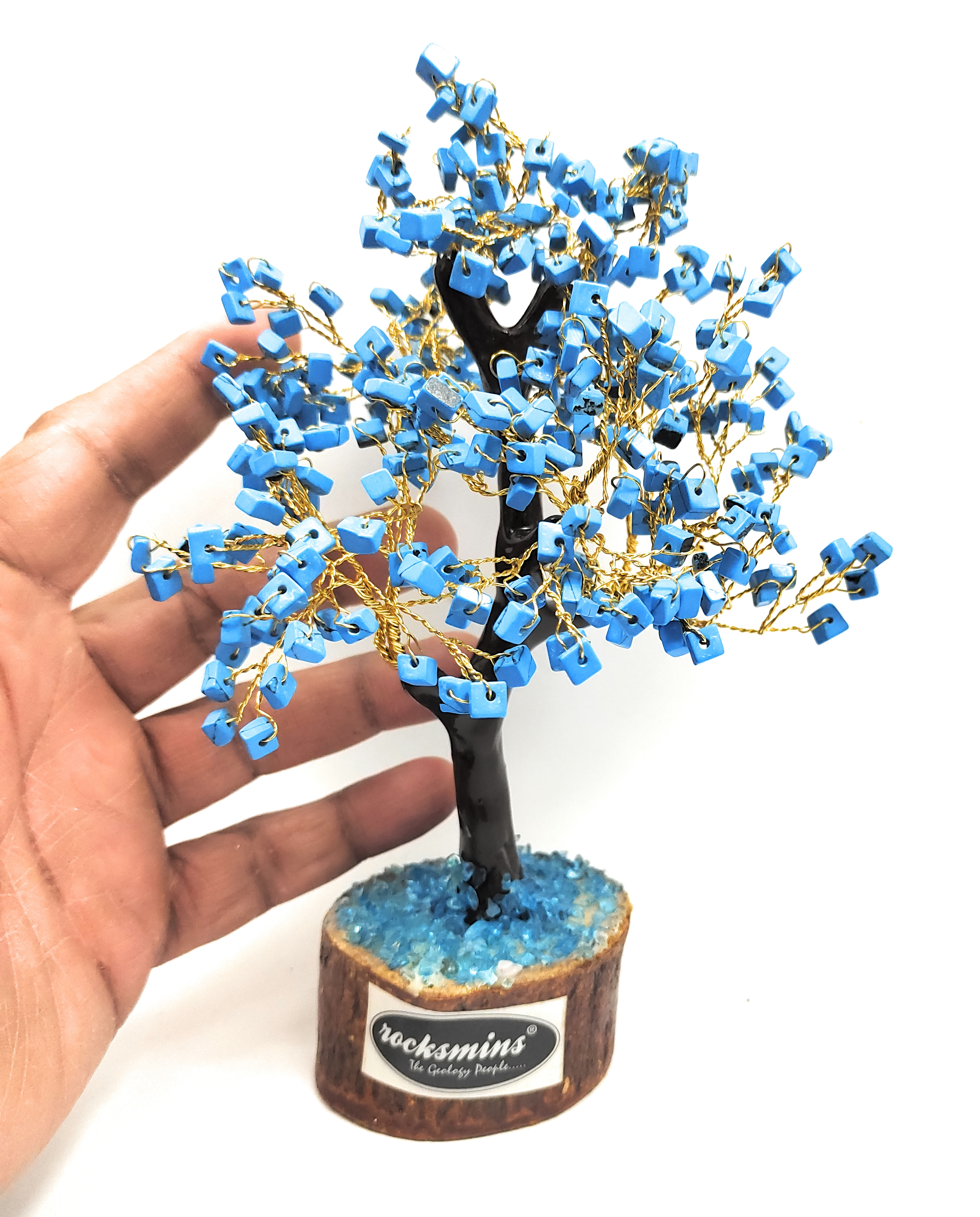 Turquoise Crystal Stone 300 Beads Money Tree Bonsai Original Natural Gemstone for Vastu Healing Purpose Good Luck Wealth Room Decor Brand : Rocksmins
