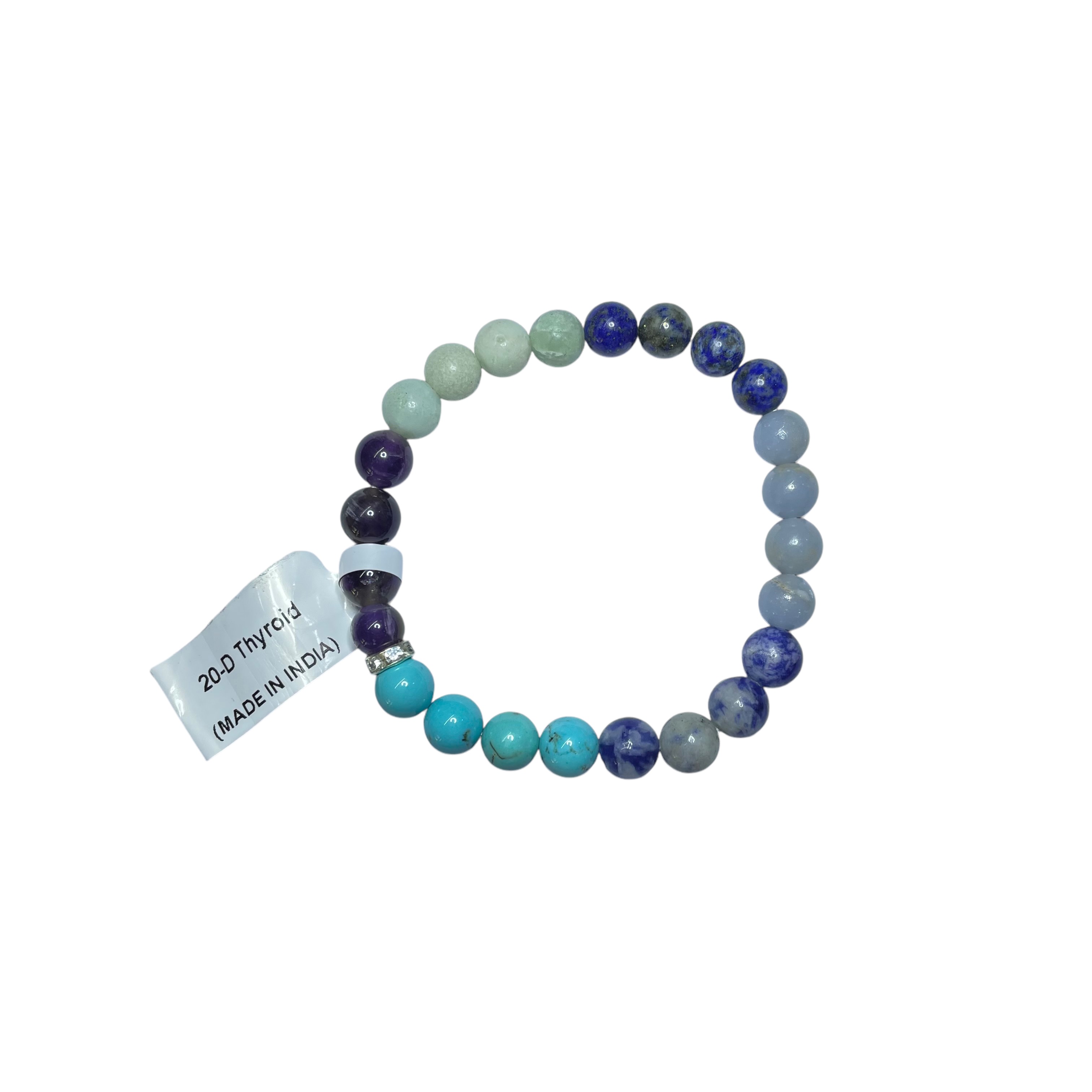 Thyroid Relief Remedies & Intentions Bracelet Natural Made With Original Crystal Stone for Men Women Boy Girl Unisex 8mm Beads Stretchable Brand :- Rocksmins.