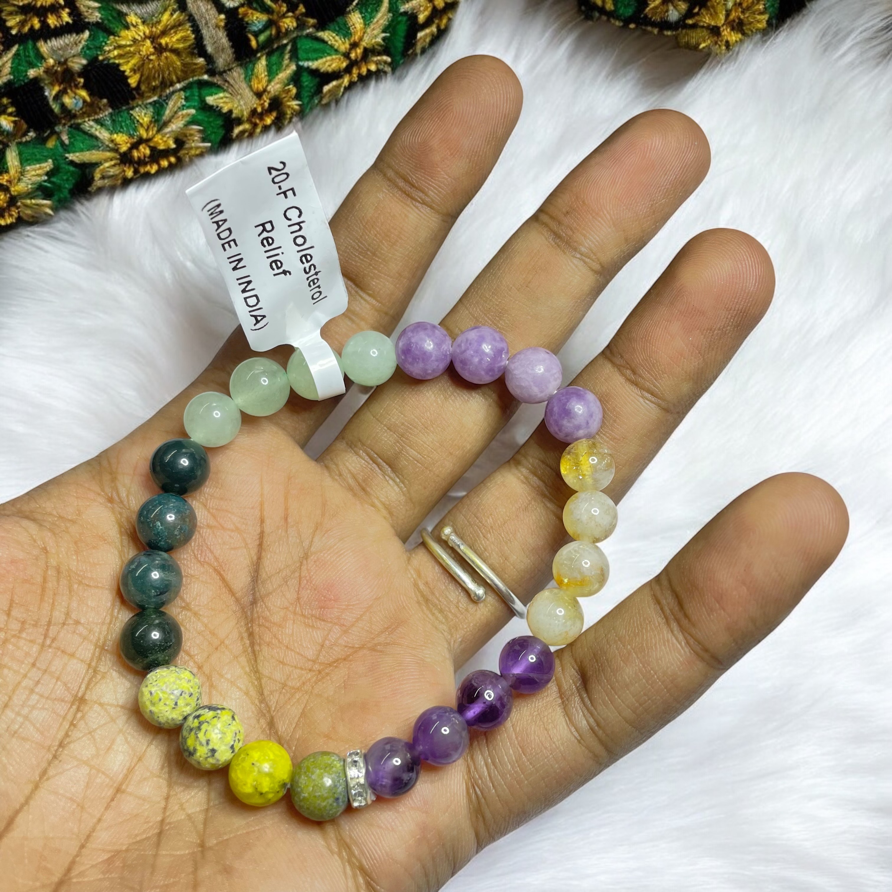 Cholesterol Relief Remedies & Intentions Bracelet Natural Made With Original Crystal Stone for Men Women Boy Girl Unisex 8mm Beads Stretchable Brand :- Rocksmins