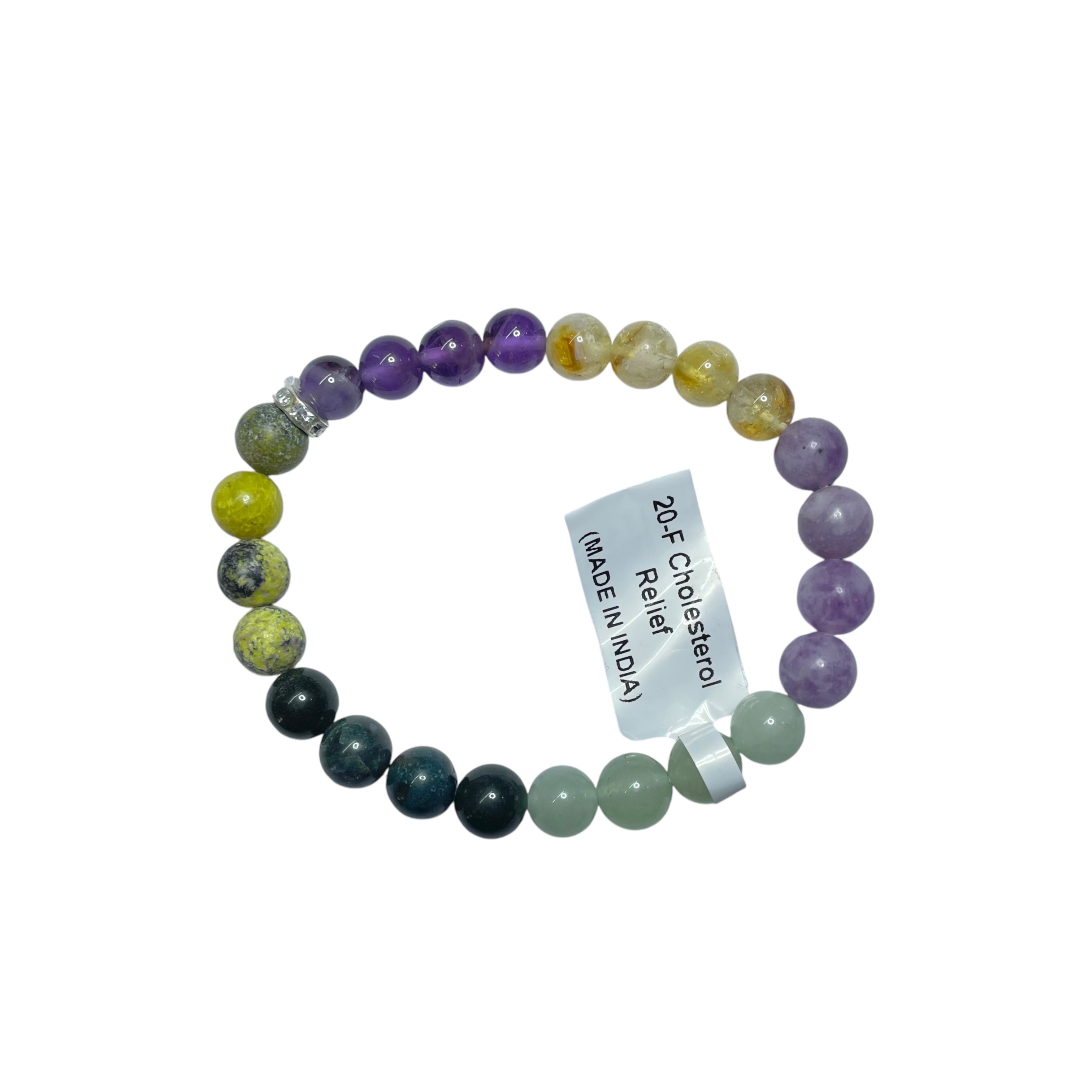 Cholesterol Relief Remedies & Intentions Bracelet Natural Made With Original Crystal Stone for Men Women Boy Girl Unisex 8mm Beads Stretchable Brand :- Rocksmins