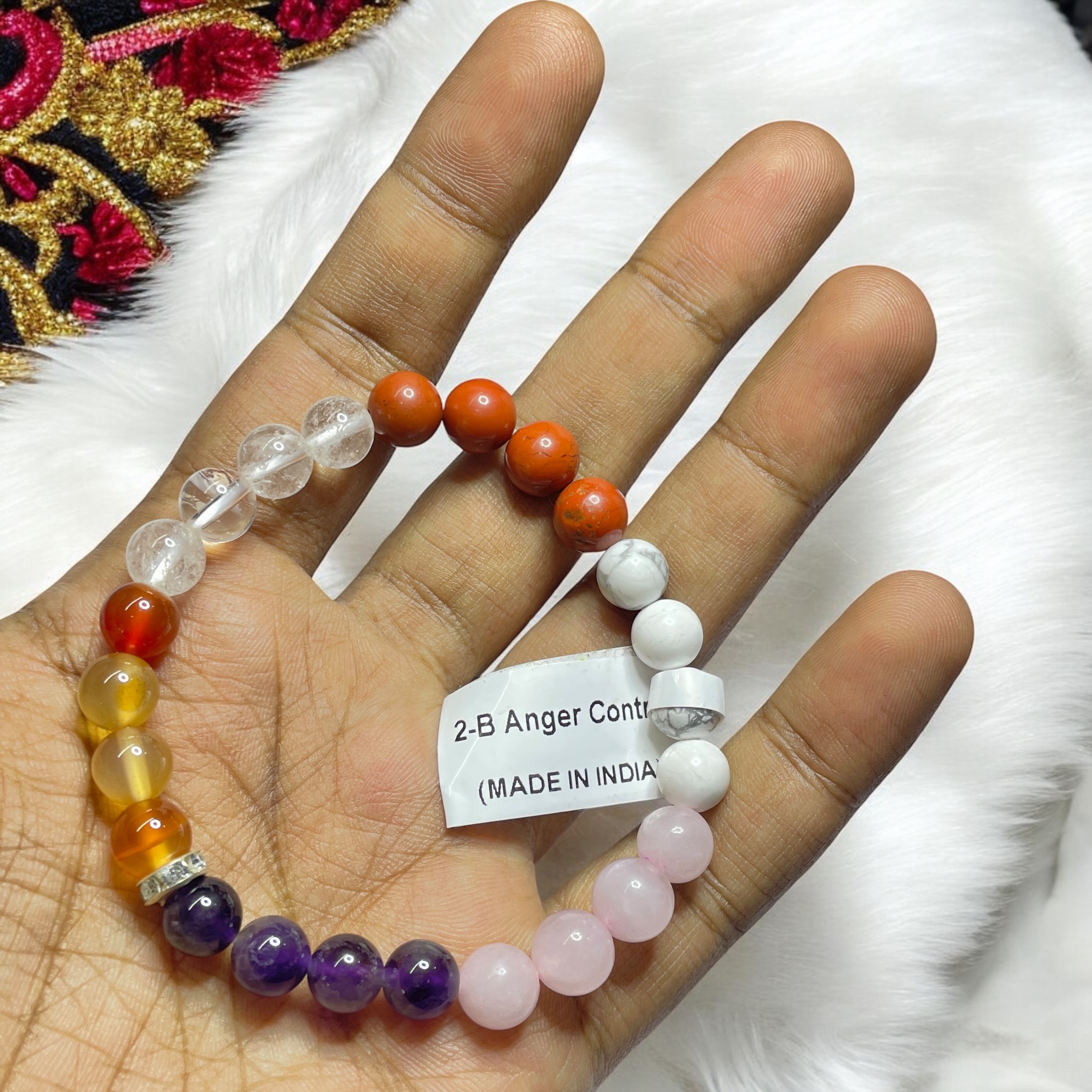 Anger Control Remedies & Intentions Bracelet Natural Made With Original Crystal Stone for Men Women Boy Girl Unisex 8mm Beads Stretchable Brand :- Rocksmins