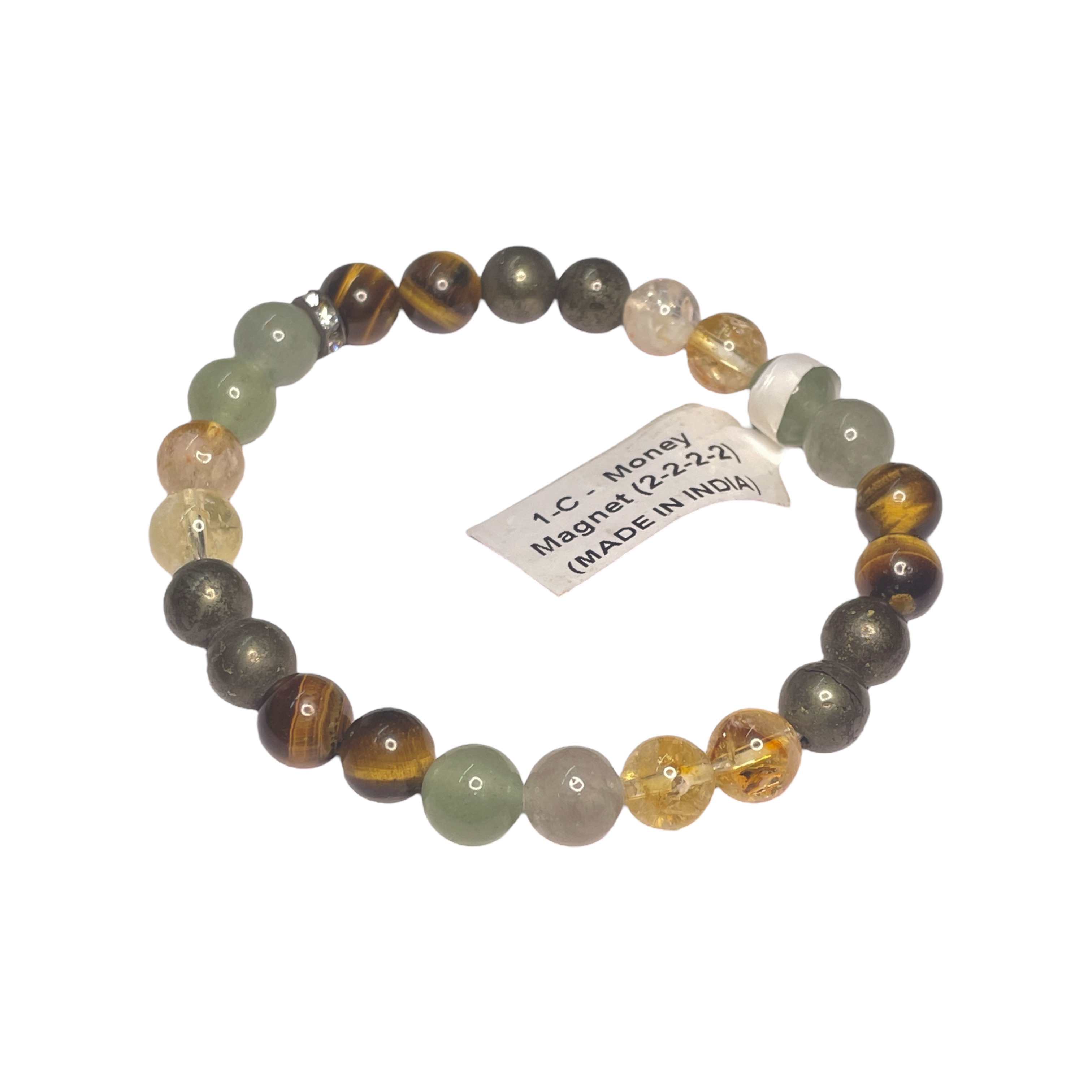 Money Magnet 1-C Remedies & Intentions Bracelet Natural Made With Original Crystal Stone for Men Women Boy Girl Unisex 8mm Beads Stretchable Brand :- Rocksmins