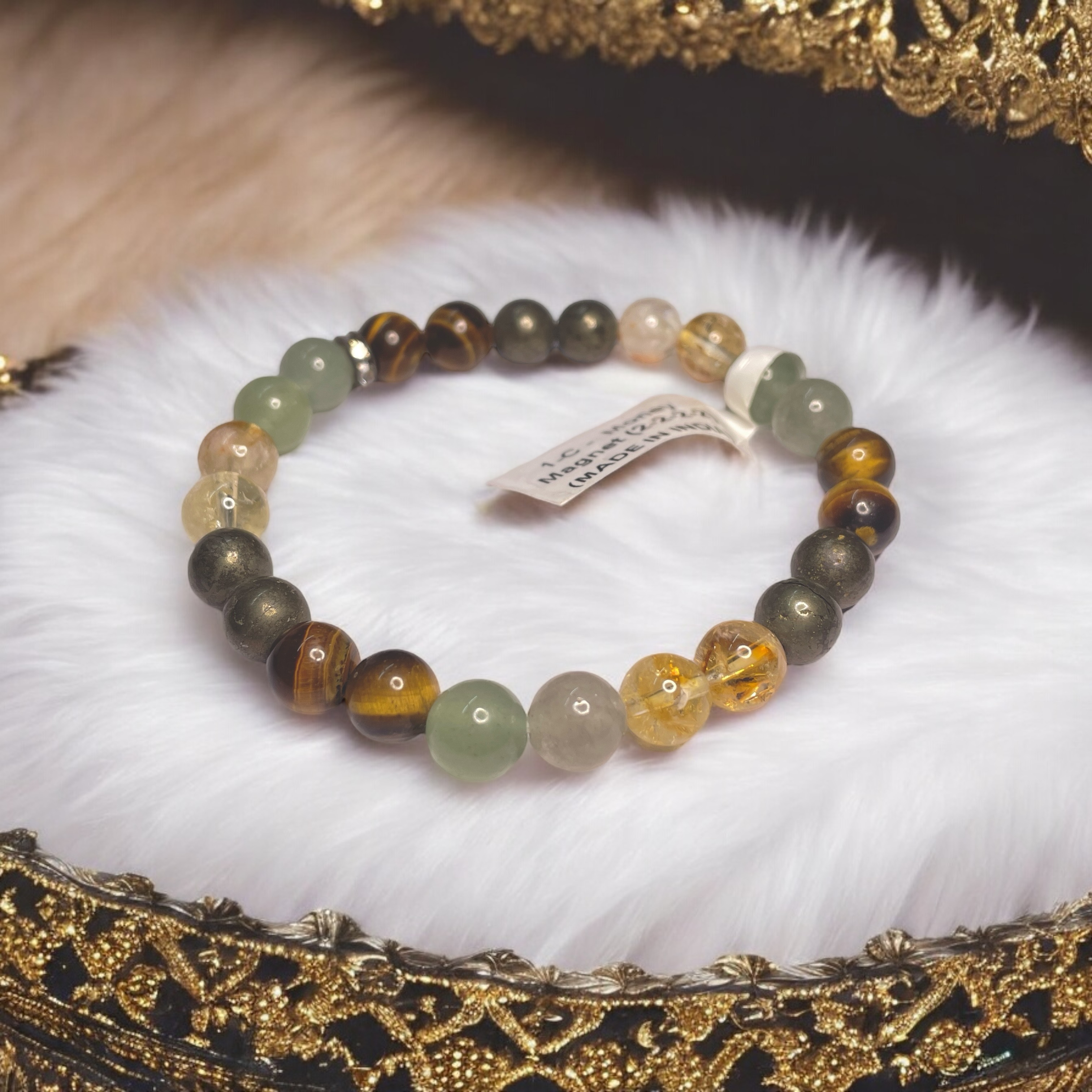 Money Magnet 1-C Remedies & Intentions Bracelet Natural Made With Original Crystal Stone for Men Women Boy Girl Unisex 8mm Beads Stretchable Brand :- Rocksmins