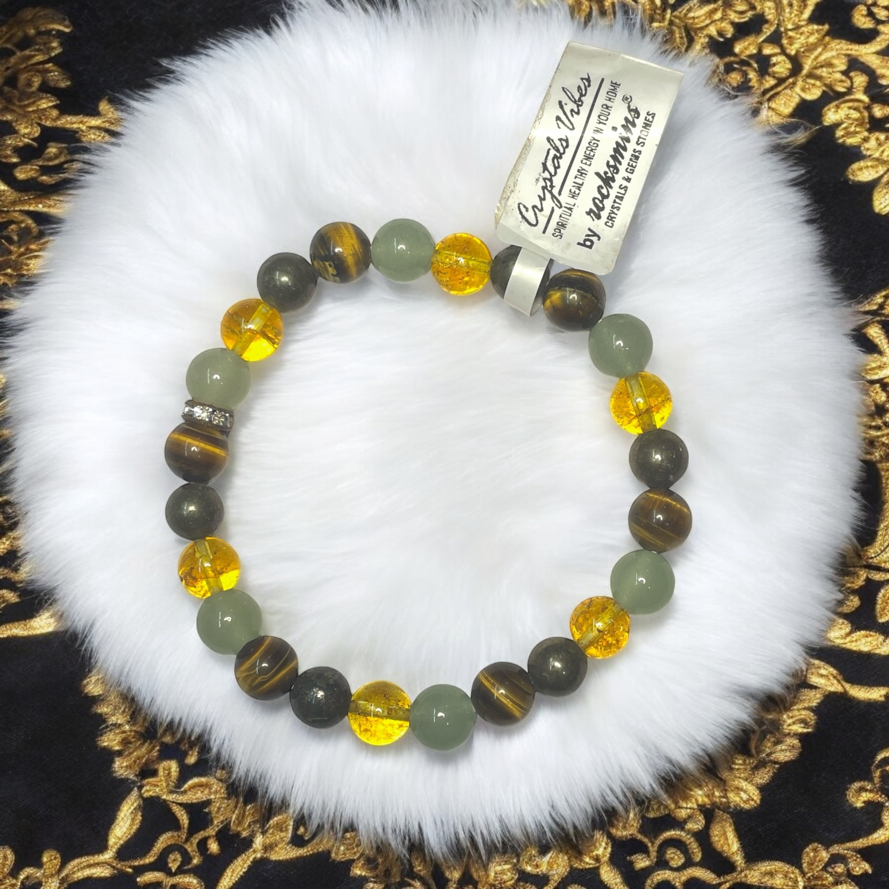 Money Magnet 1-B Remedies & Intentions Bracelet Natural Made With Original Crystal Stone for Men Women Boy Girl Unisex 8mm Beads Stretchable Brand :- Rocksmins