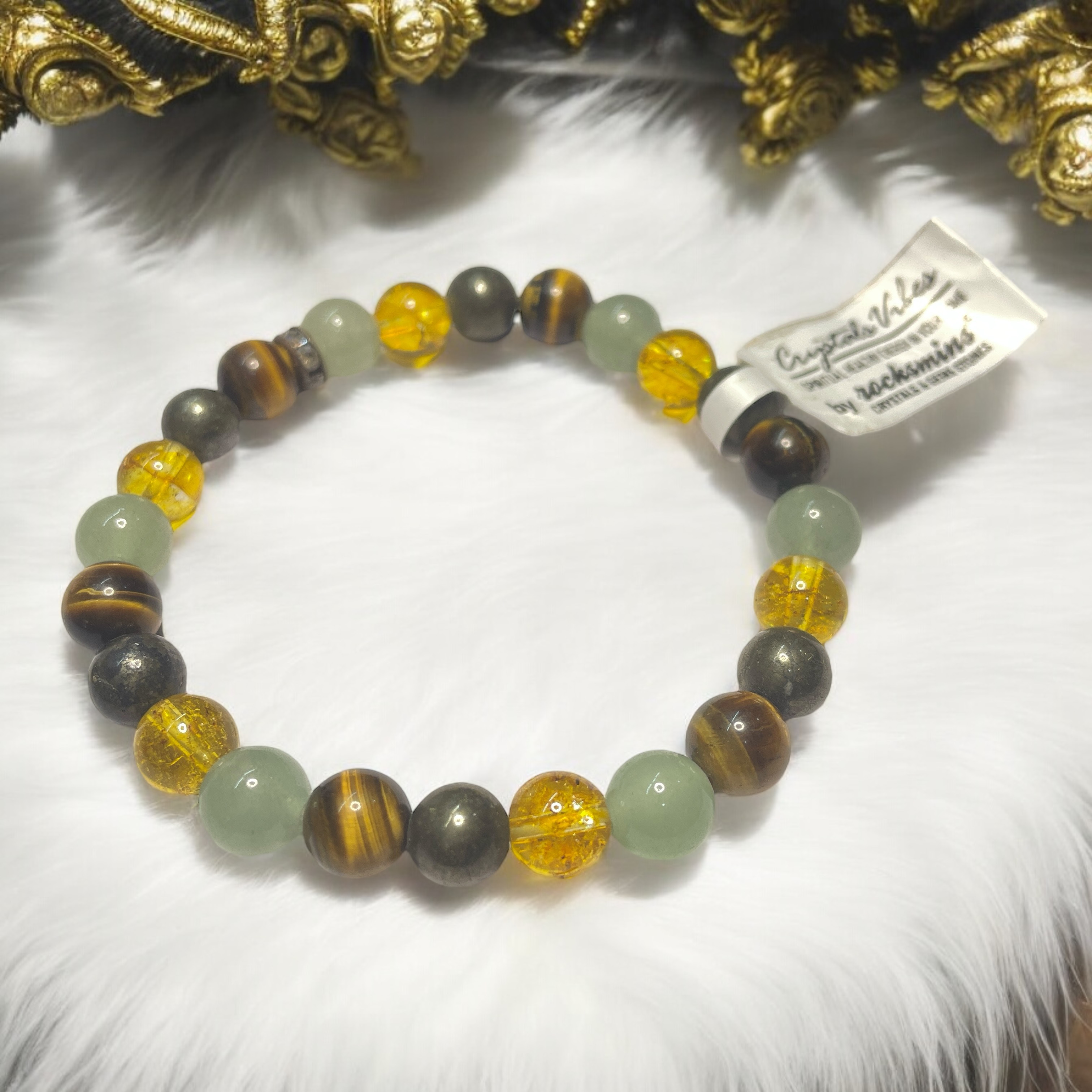 Money Magnet 1-B Remedies & Intentions Bracelet Natural Made With Original Crystal Stone for Men Women Boy Girl Unisex 8mm Beads Stretchable Brand :- Rocksmins