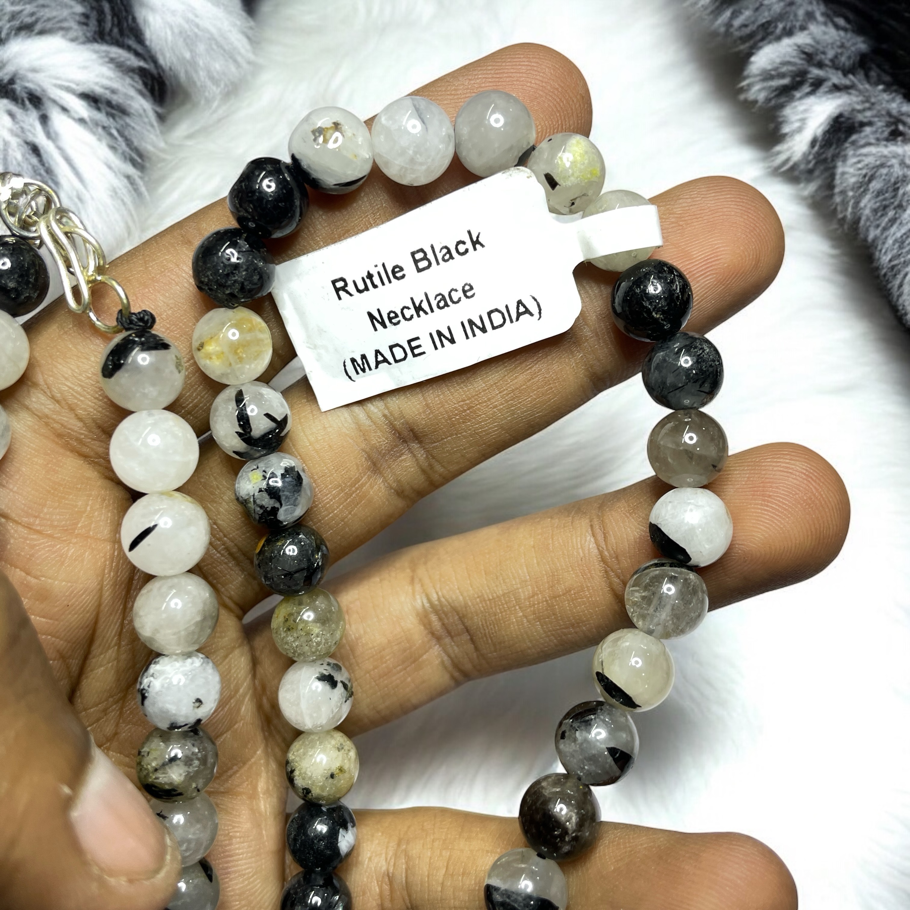 Rutile Quartz Crystal Necklace. Discover the Power of Natural Crystals with Rocksmins: Elegantly Crafted Crystal Necklaces Infused with Authentic Energies for Enhanced Well-Being and Spiritual Growth