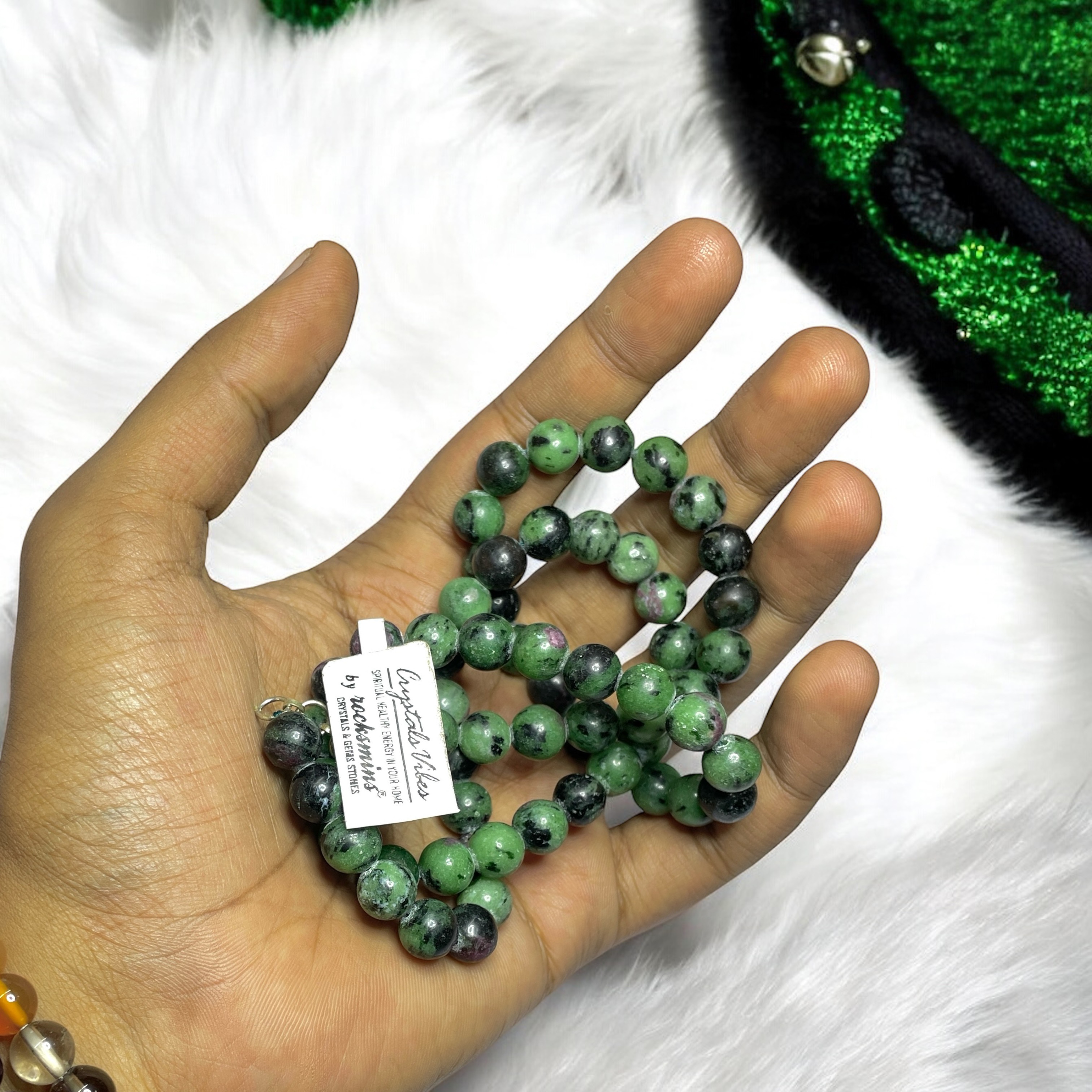 Ruby Zoisite Crystal Necklace. Discover the Power of Natural Crystals with Rocksmins: Elegantly Crafted Crystal Necklaces Infused with Authentic Energies for Enhanced Well-Being and Spiritual Growth