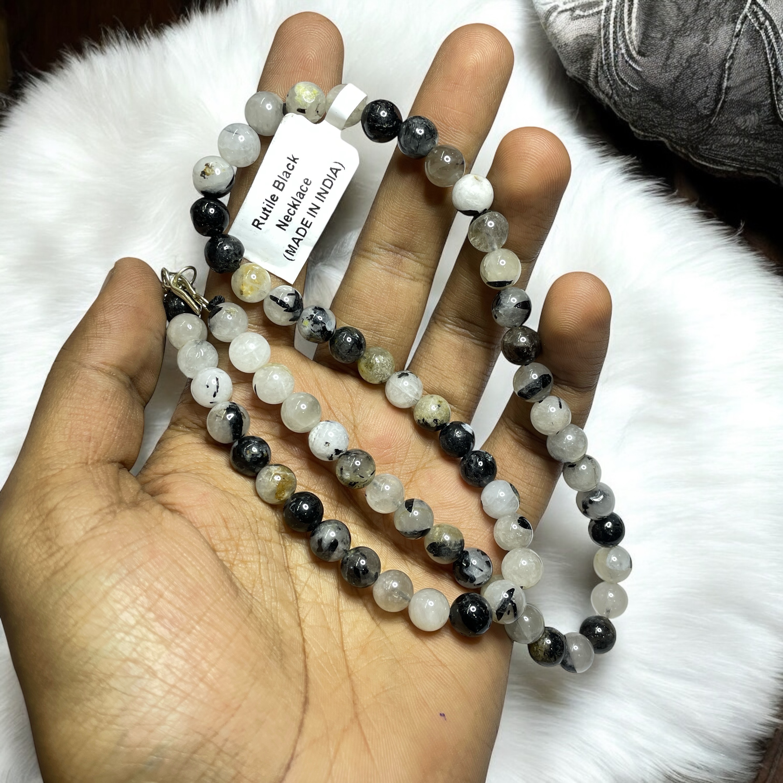 Rutile Quartz Crystal Necklace. Discover the Power of Natural Crystals with Rocksmins: Elegantly Crafted Crystal Necklaces Infused with Authentic Energies for Enhanced Well-Being and Spiritual Growth