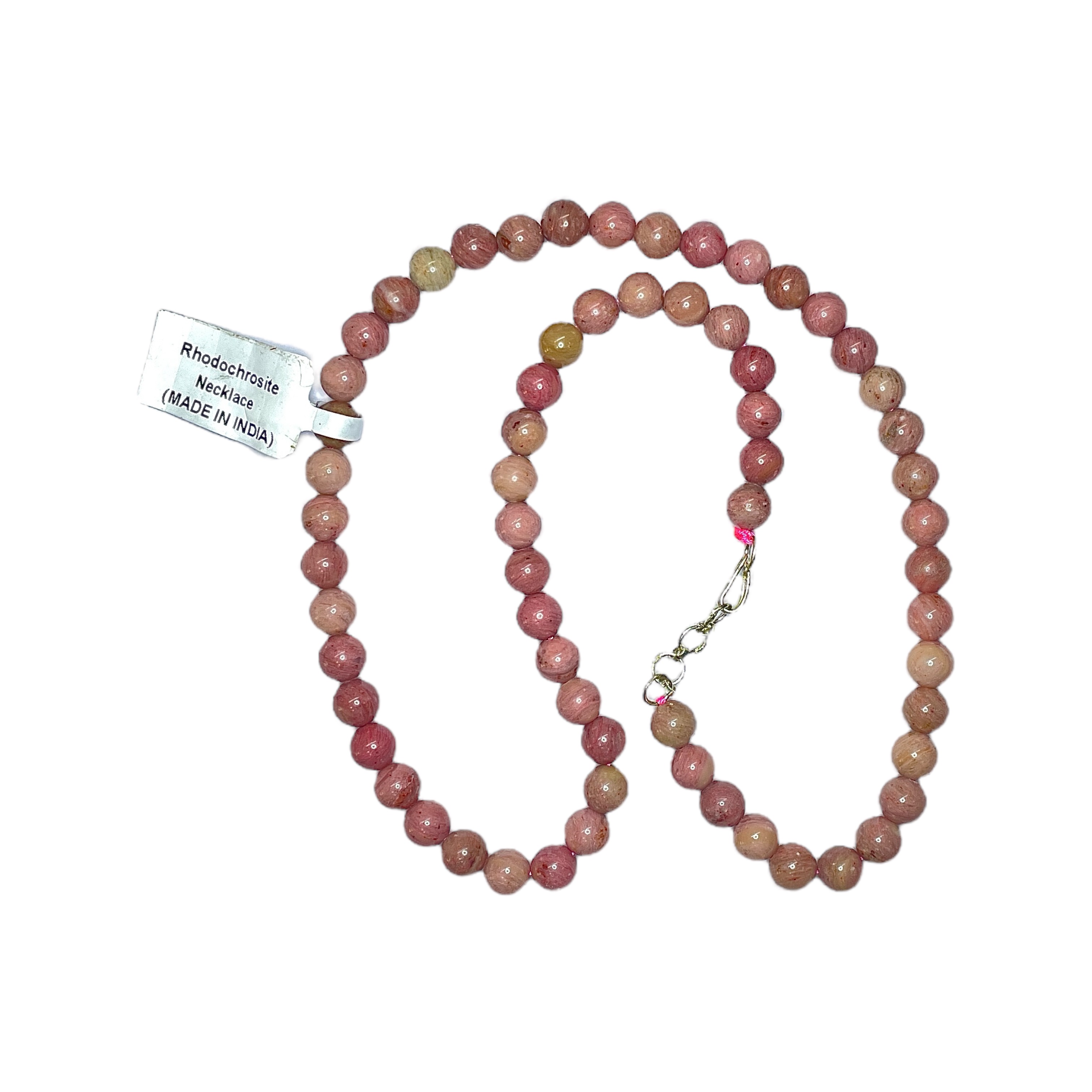Rhodochrosite Crystal Necklace. Discover the Power of Natural Crystals with Rocksmins: Elegantly Crafted Crystal Necklaces Infused with Authentic Energies for Enhanced Well-Being and Spiritual Growth