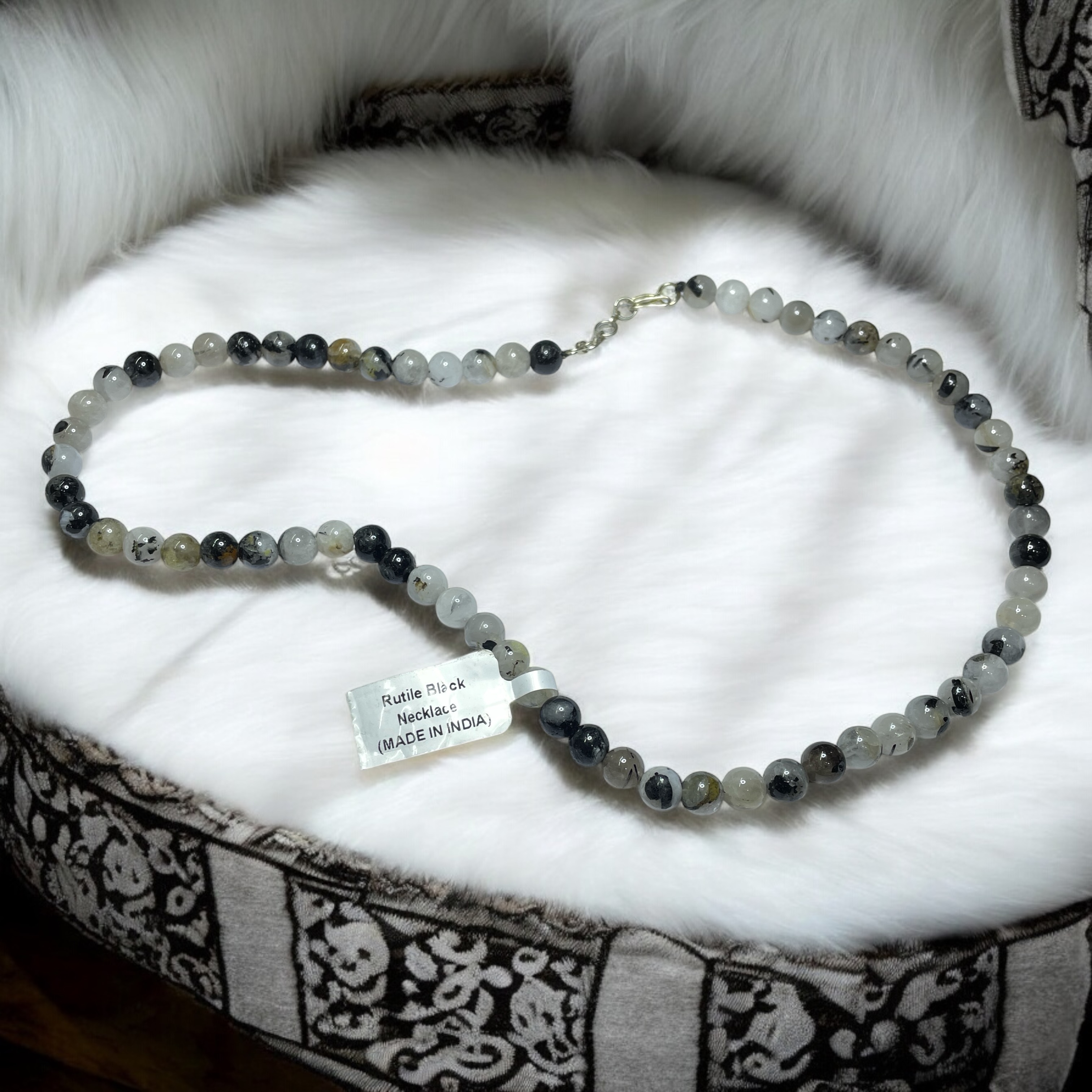 Rutile Quartz Crystal Necklace. Discover the Power of Natural Crystals with Rocksmins: Elegantly Crafted Crystal Necklaces Infused with Authentic Energies for Enhanced Well-Being and Spiritual Growth