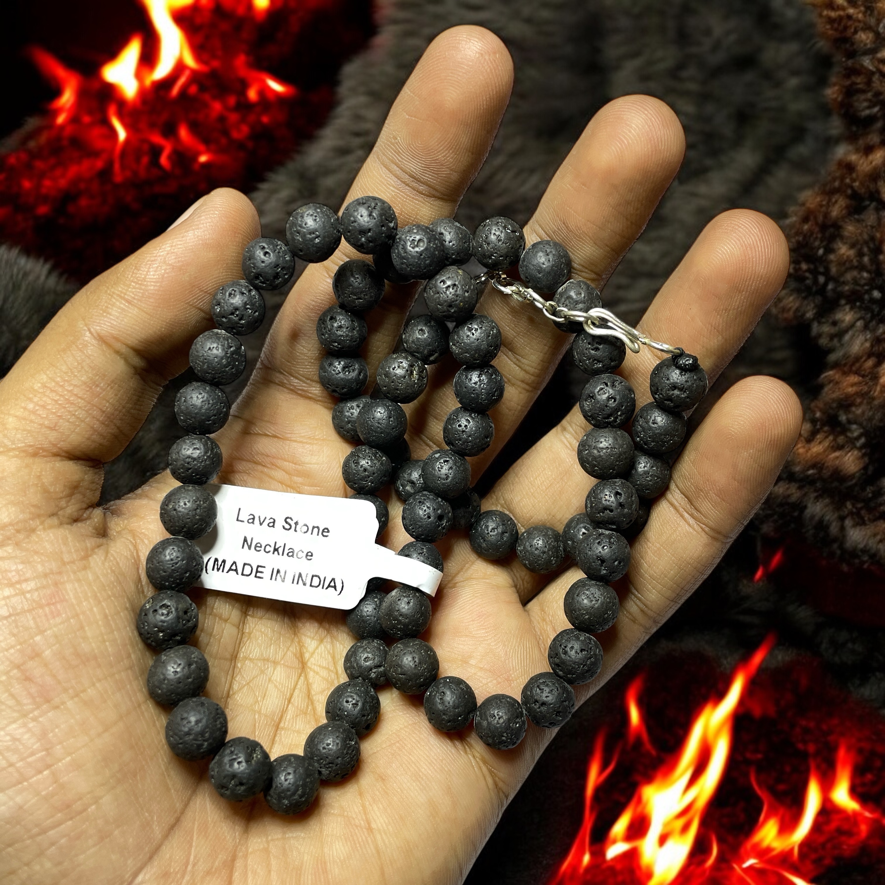 Lava Stone Crystal Necklace. Discover the Power of Natural Crystals with Rocksmins: Elegantly Crafted Crystal Necklaces Infused with Authentic Energies for Enhanced Well-Being and Spiritual Growth