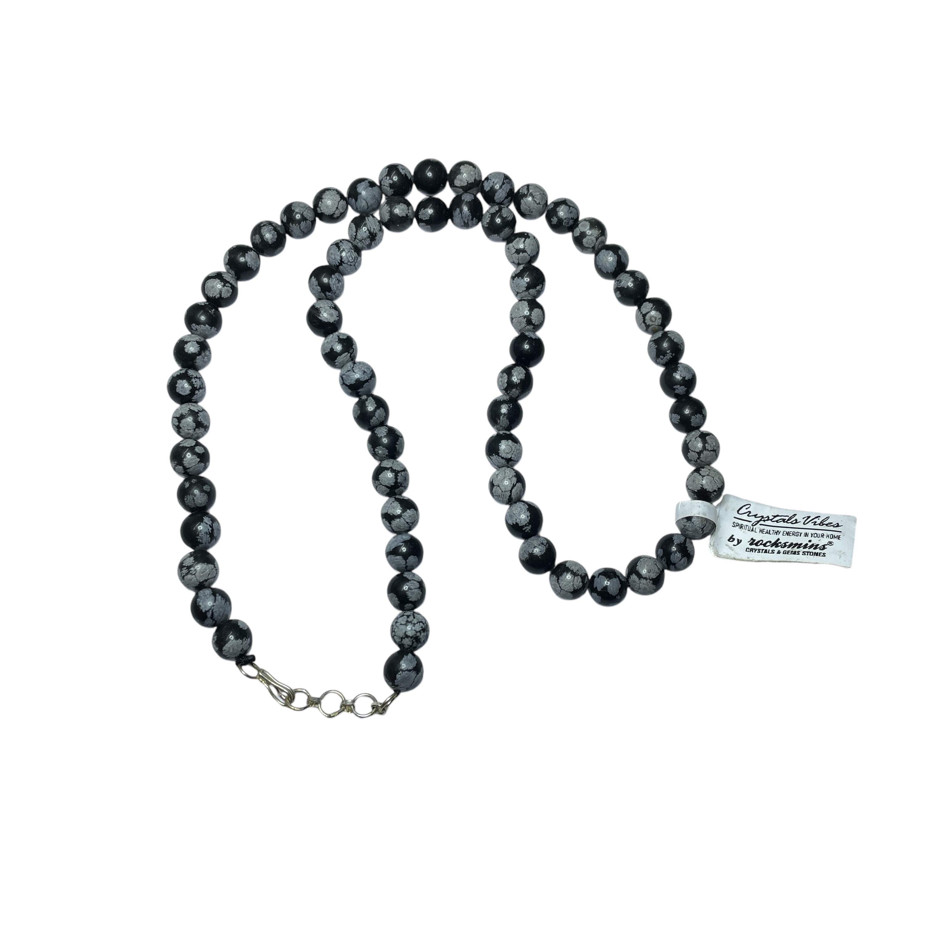 Snowflake Obsidian Crystal Necklace. Discover the Power of Natural Crystals with Rocksmins: Elegantly Crafted Crystal Necklaces Infused with Authentic Energies for Enhanced Well-Being and Spiritual Growth