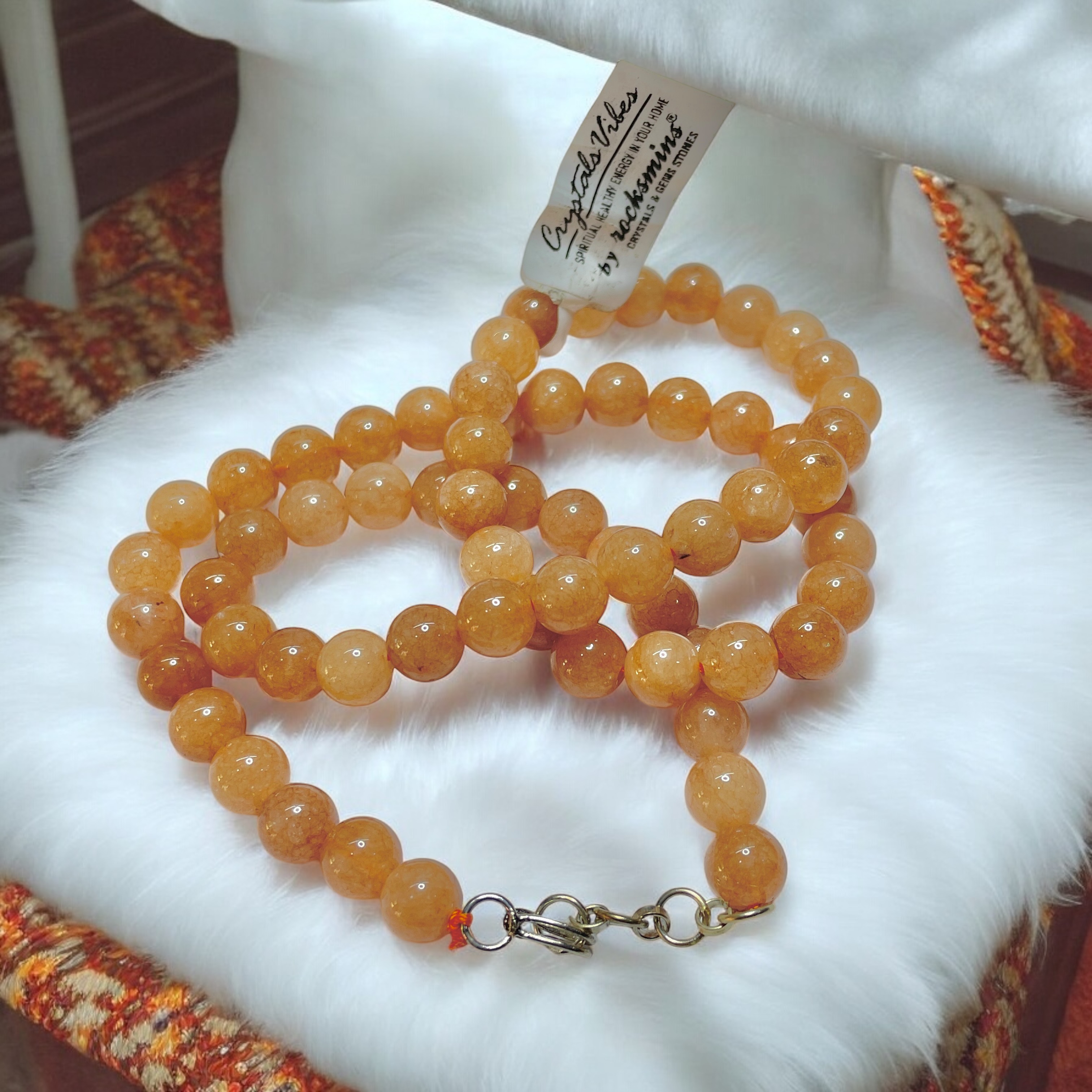 Sunstone Crystal Necklace. Discover the Power of Natural Crystals with Rocksmins: Elegantly Crafted Crystal Necklaces Infused with Authentic Energies for Enhanced Well-Being and Spiritual Growth