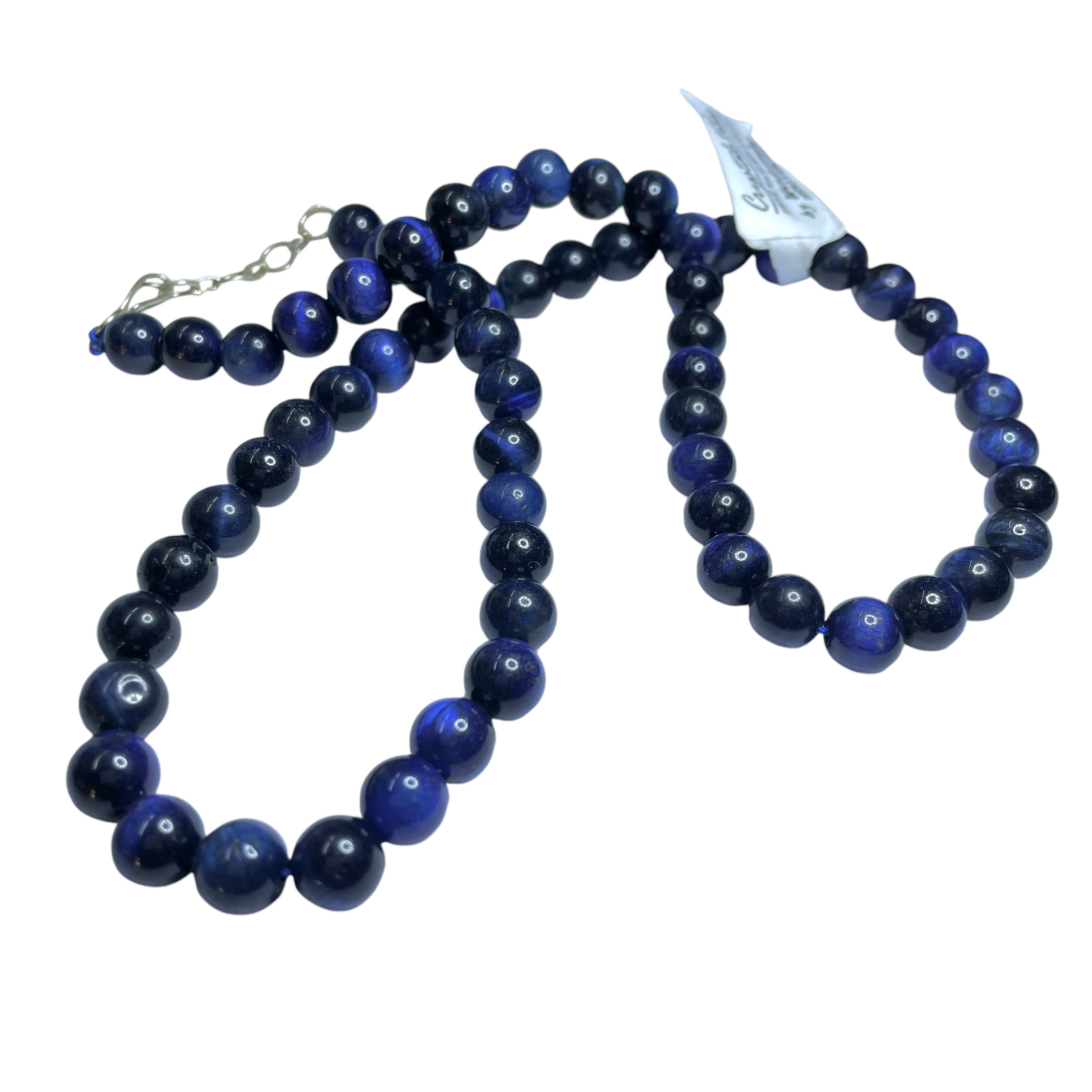 Tiger's Eye Blue Crystal Necklace. Discover the Power of Natural Crystals with Rocksmins: Elegantly Crafted Crystal Necklaces Infused with Authentic Energies for Enhanced Well-Being and Spiritual Growth